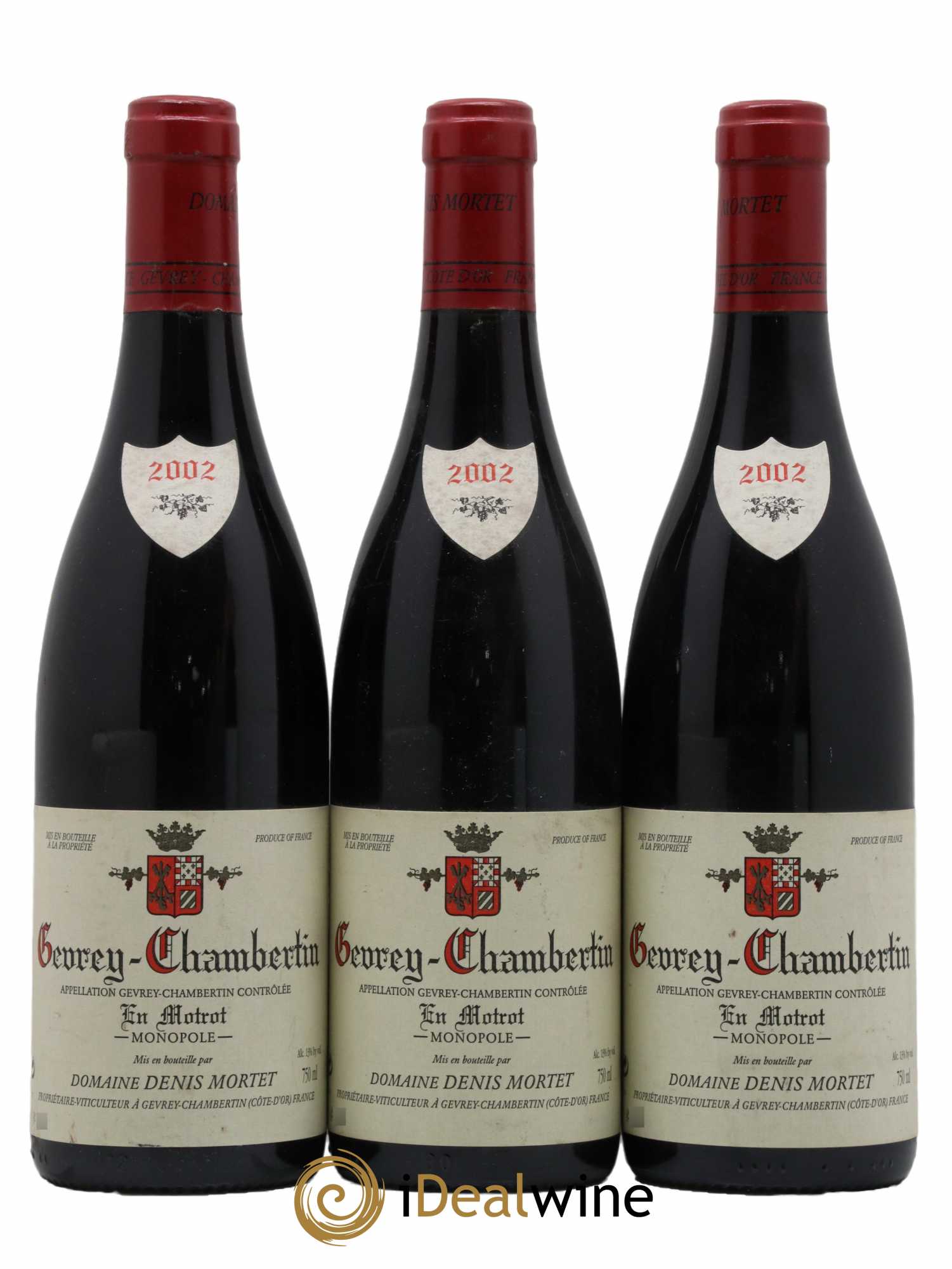 Gevrey-Chambertin En Motrot Denis Mortet (Domaine) 2002 - Lot de 3 bouteilles - 0
