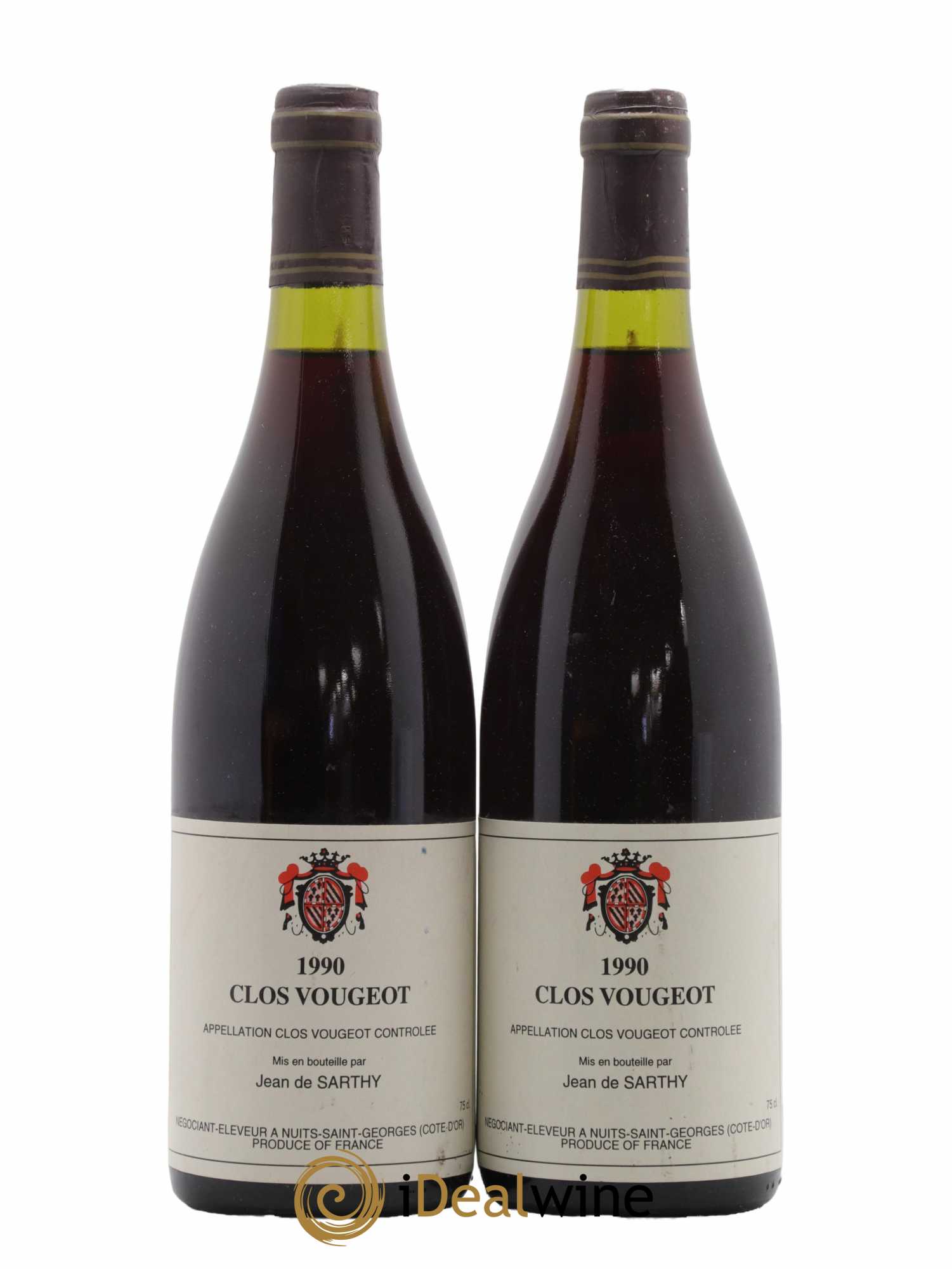 Clos de Vougeot Grand Cru Jean de Sarthy 1990 - Lot de 2 bouteilles - 0