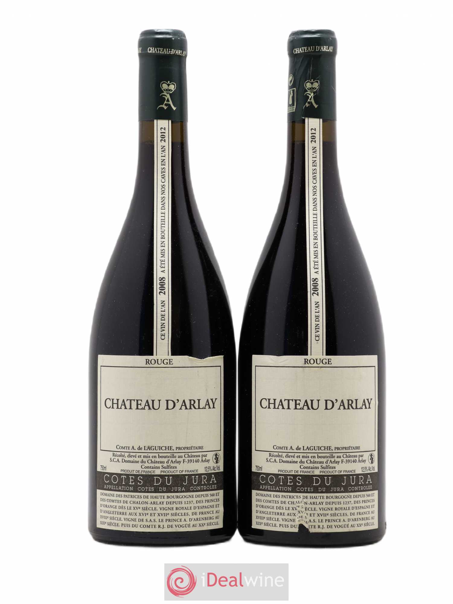 Côtes du Jura Château d'Arlay (sans prix de réserve) 2008 - Lot de 2 bouteilles - 0