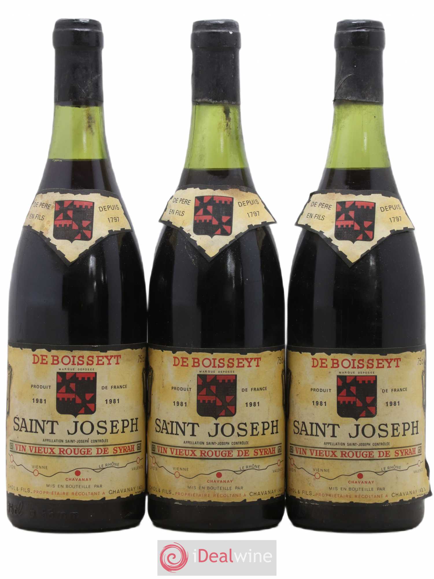 Saint-Joseph Domaine De Boisseyt 1981 - Posten von 3 Flaschen - 0