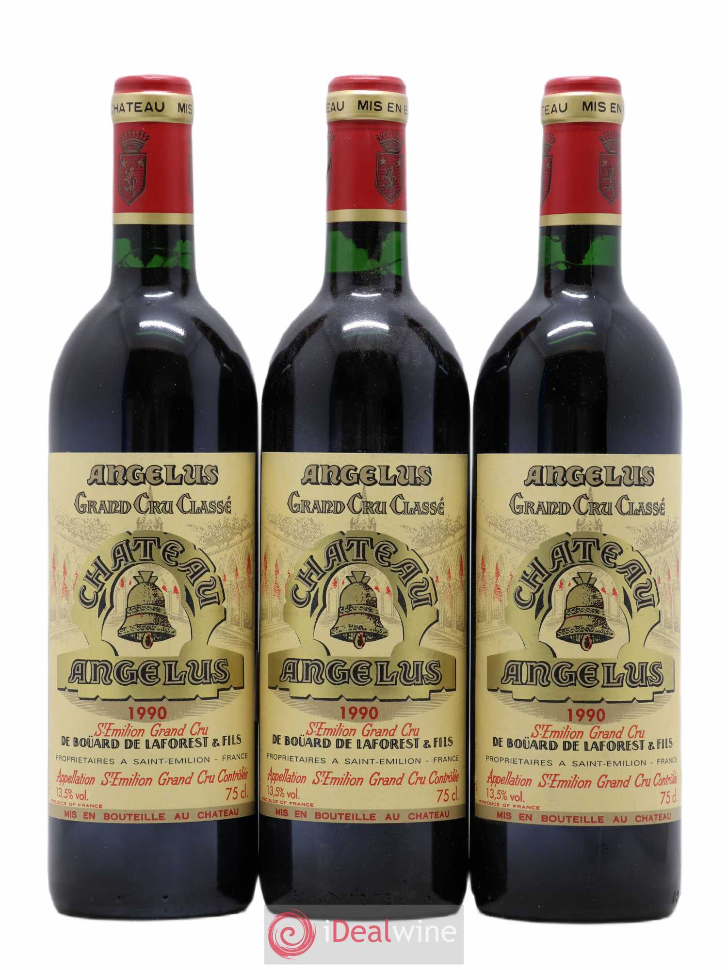 Château Angélus 1er Grand Cru Classé A 1990 - Lot de 3 bouteilles - 0