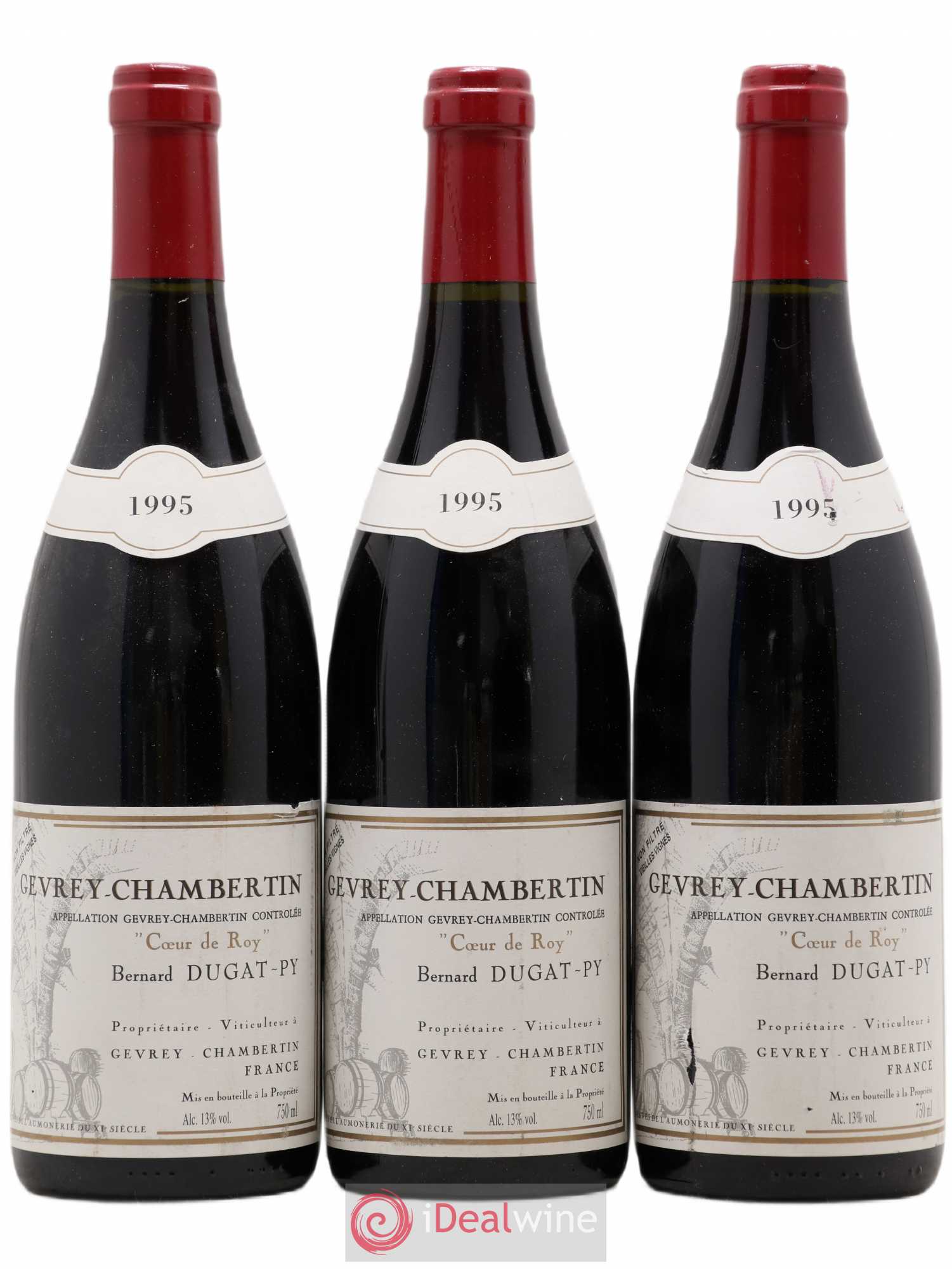 Gevrey-Chambertin Coeur de Roy Très Vieilles Vignes Dugat-Py 1995 - Lot de 3 bouteilles - 0