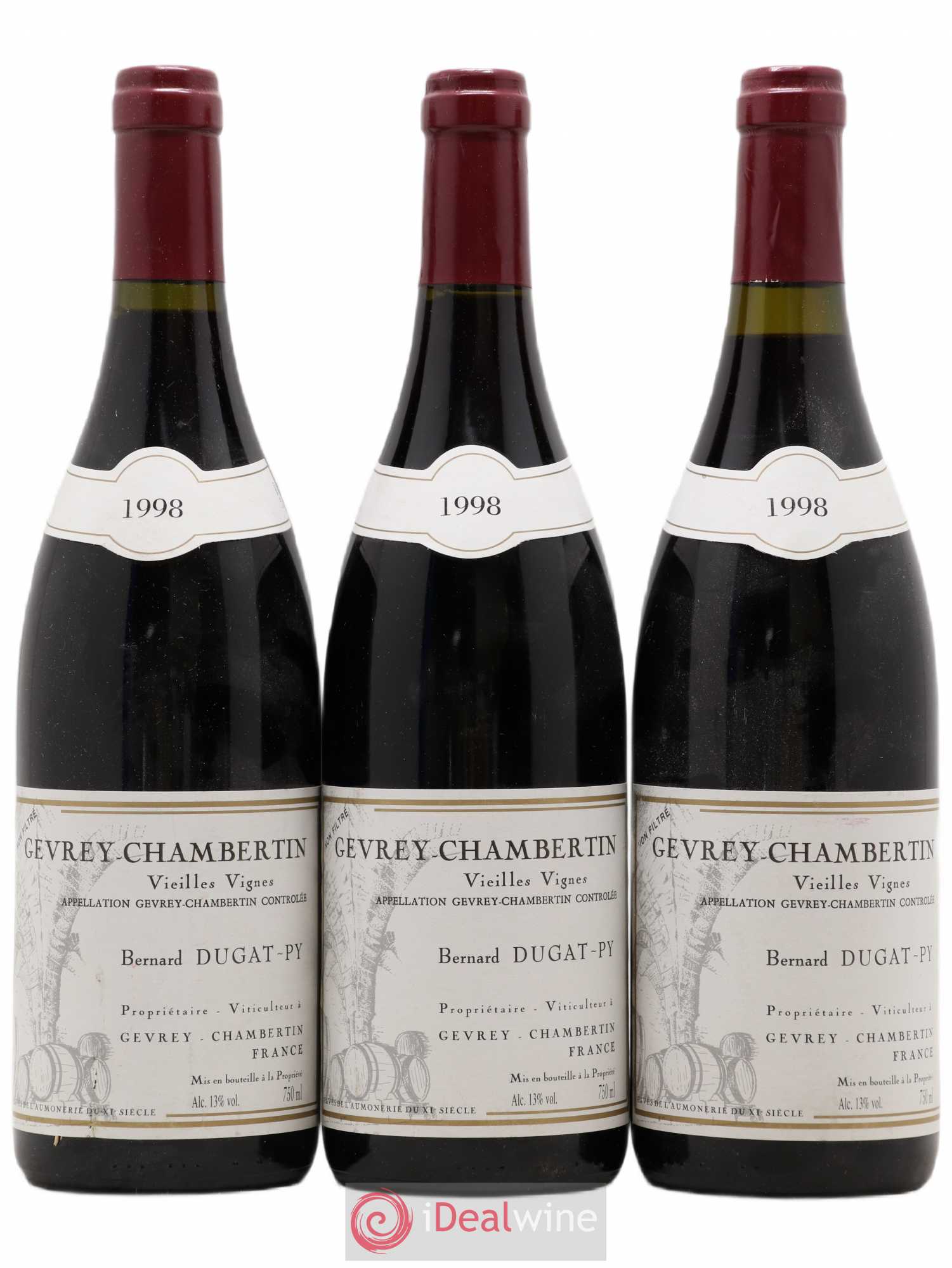 Gevrey-Chambertin Vieilles Vignes Dugat-Py 1998 - Lot de 3 bouteilles - 0