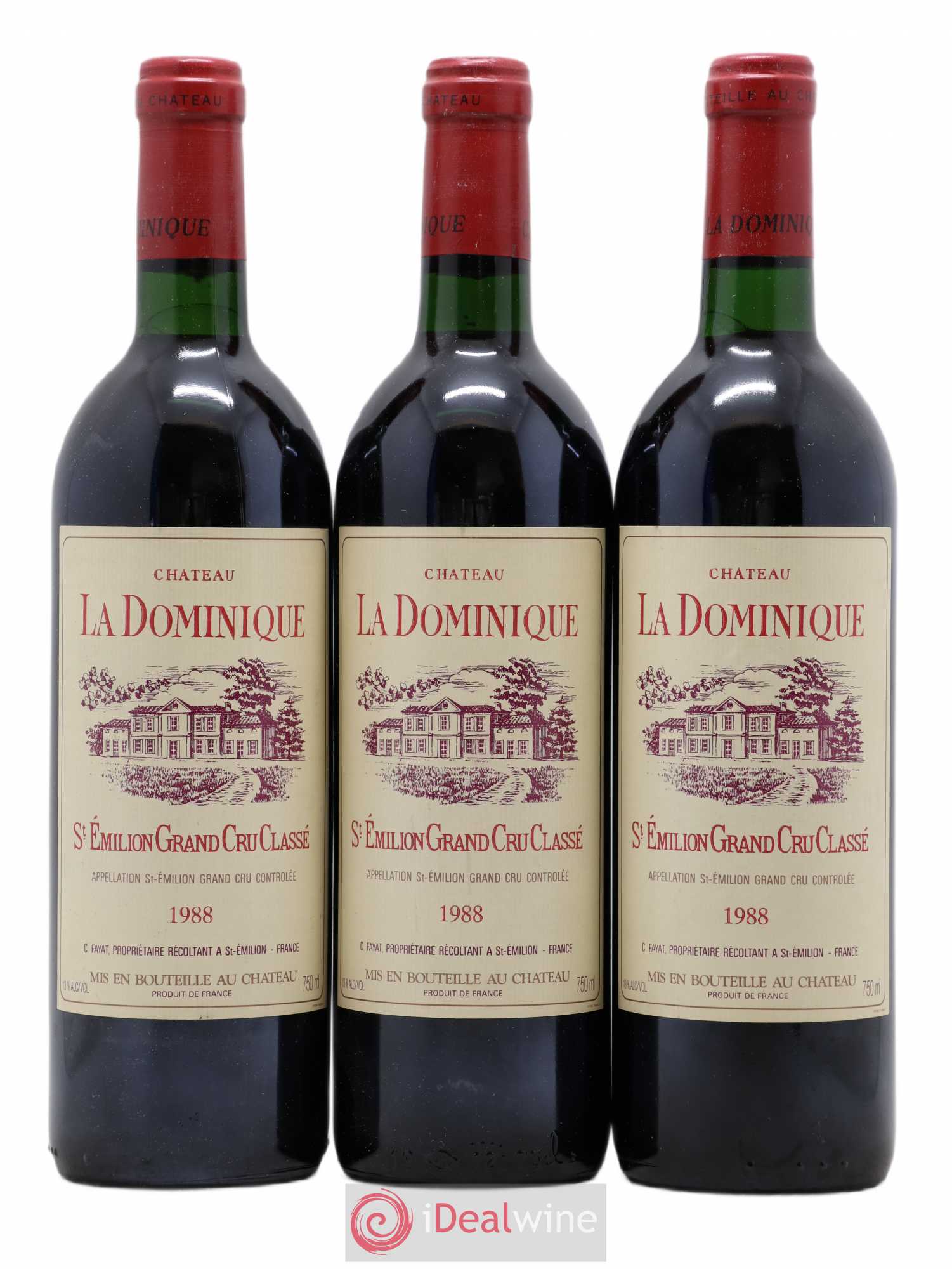 Château la Dominique Grand Cru Classé 1988 - Lot de 3 bouteilles - 0