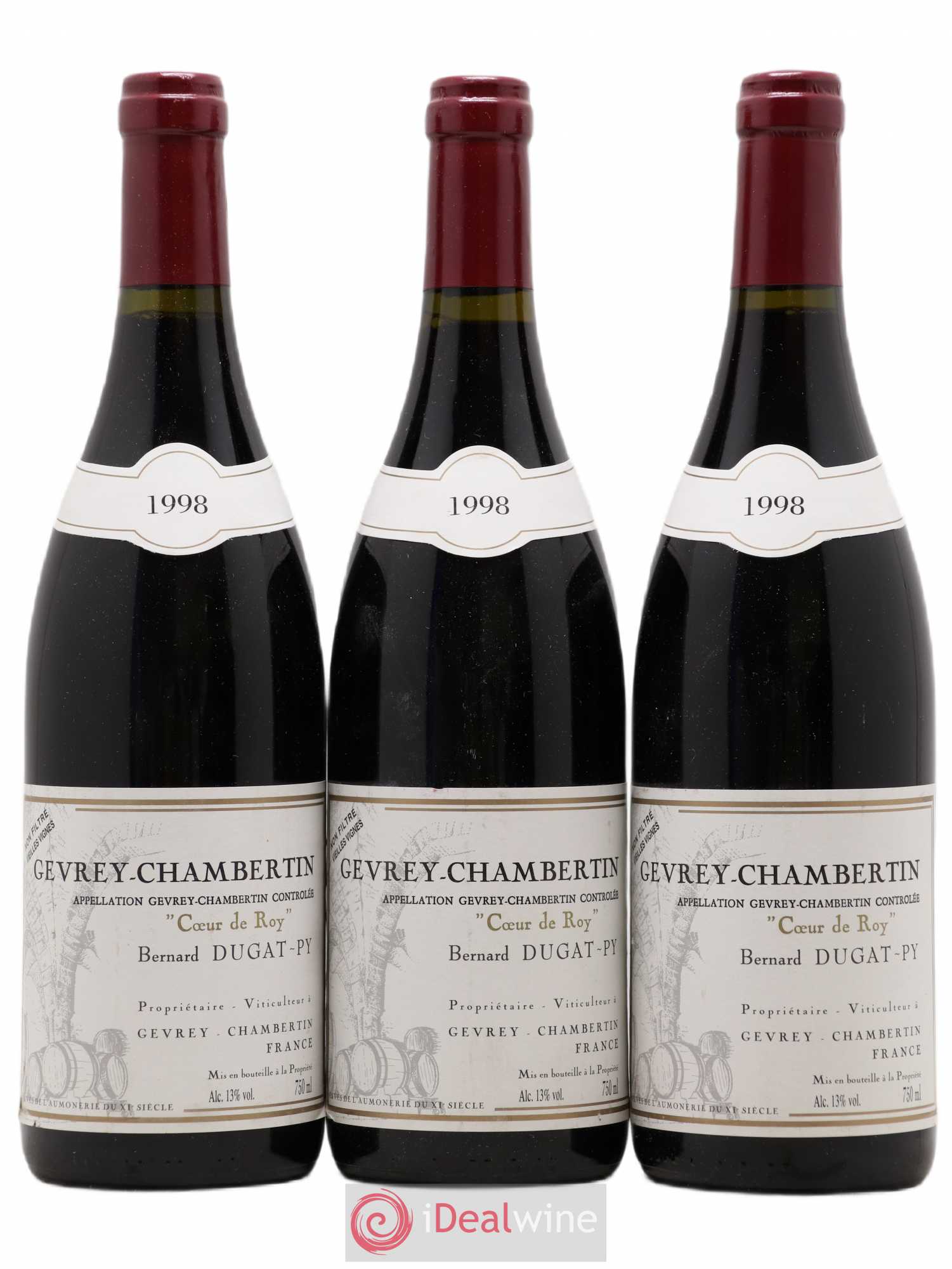 Gevrey-Chambertin Coeur de Roy Très Vieilles Vignes Dugat-Py 1998 - Lot de 3 bouteilles - 0