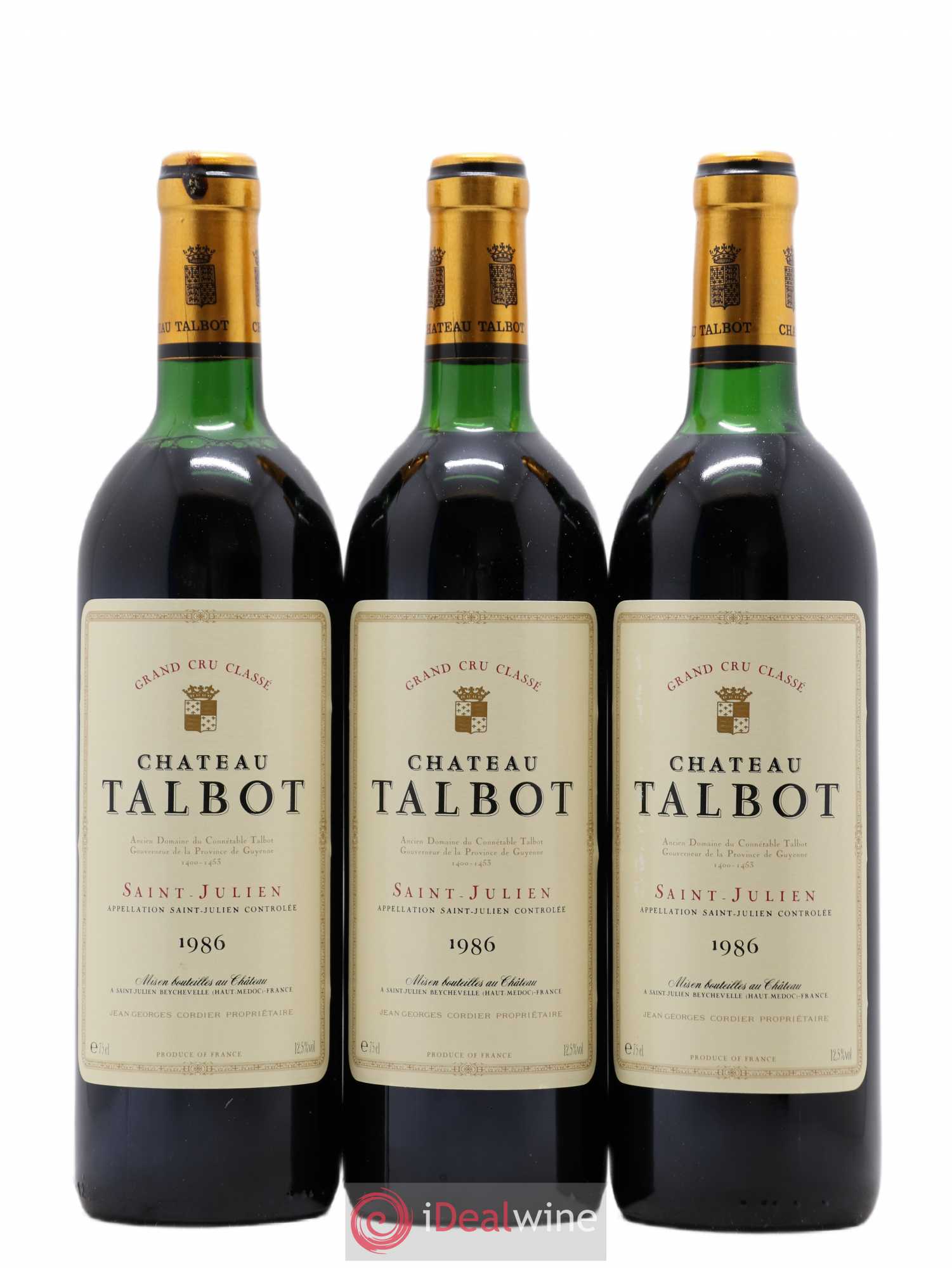 Château Talbot 4ème Grand Cru Classé 1986 - Lot de 3 bouteilles - 0