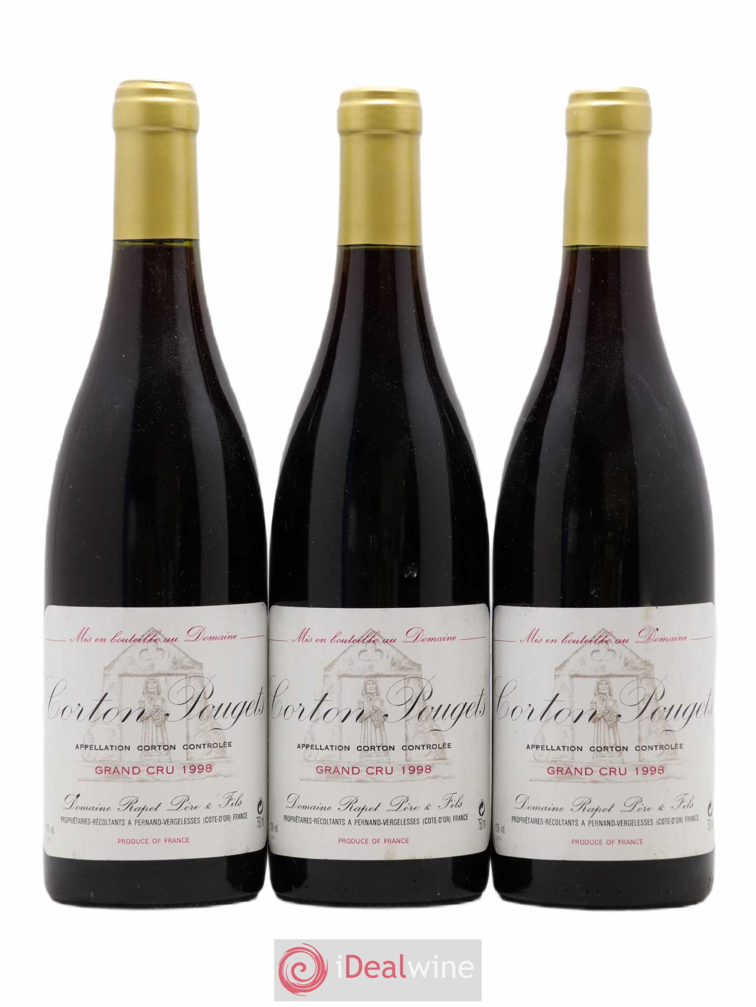 Corton Grand Cru Pougets Rapet Père & Fils 1998 - Lot de 3 bouteilles - 0