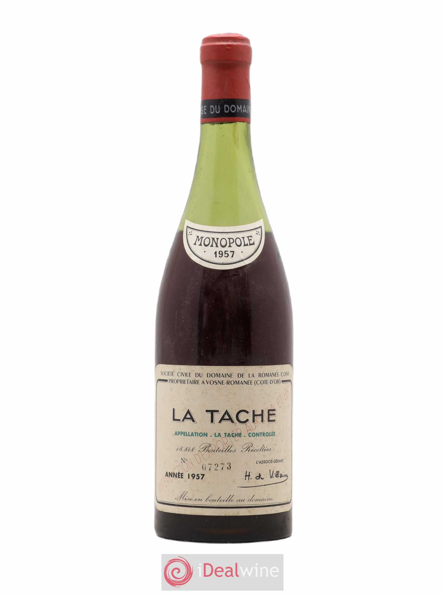 La Tâche Grand Cru Domaine de la Romanée-Conti 1957 - Lot de 1 bouteille - 0