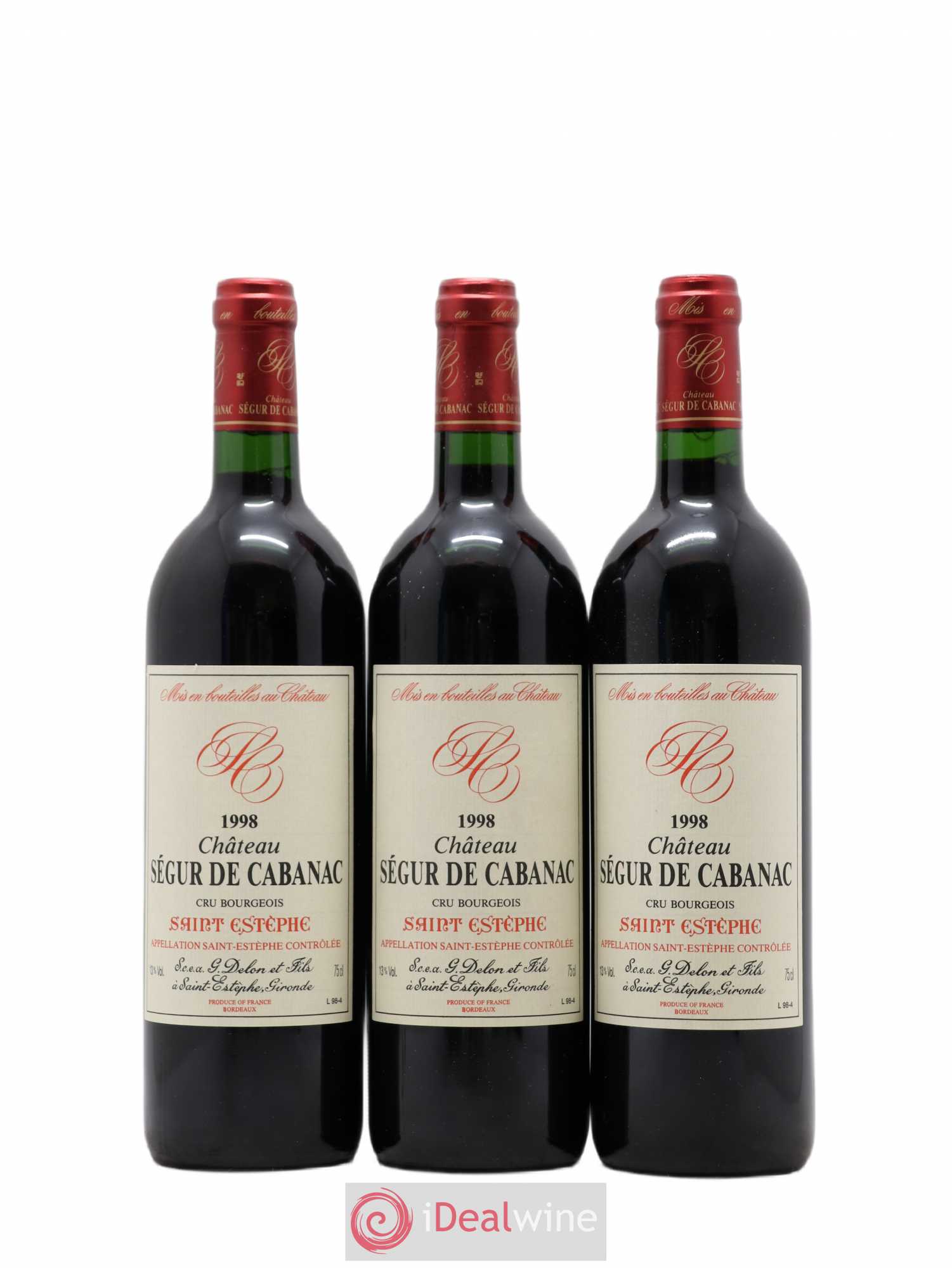 Château Ségur de Cabanac Cru Bourgeois (sans prix de réserve) 1998 - Lot de 3 bouteilles - 0