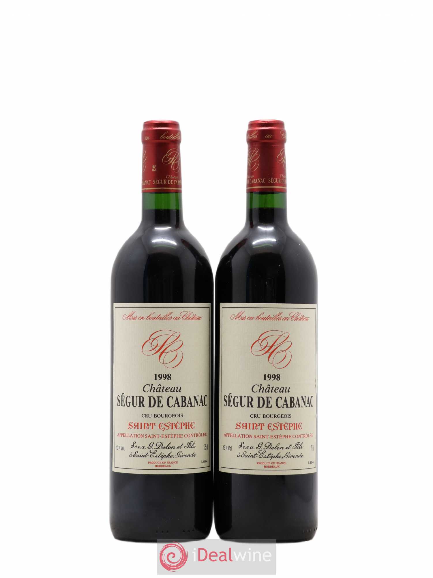 Château Ségur de Cabanac Cru Bourgeois (sans prix de réserve) 1998 - Lot de 2 bouteilles - 0