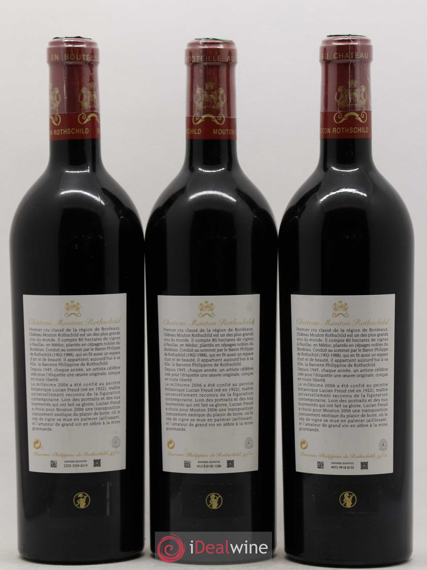 Château Mouton Rothschild 1er Grand Cru Classé 2006 - Lot de 3 bouteilles - 1