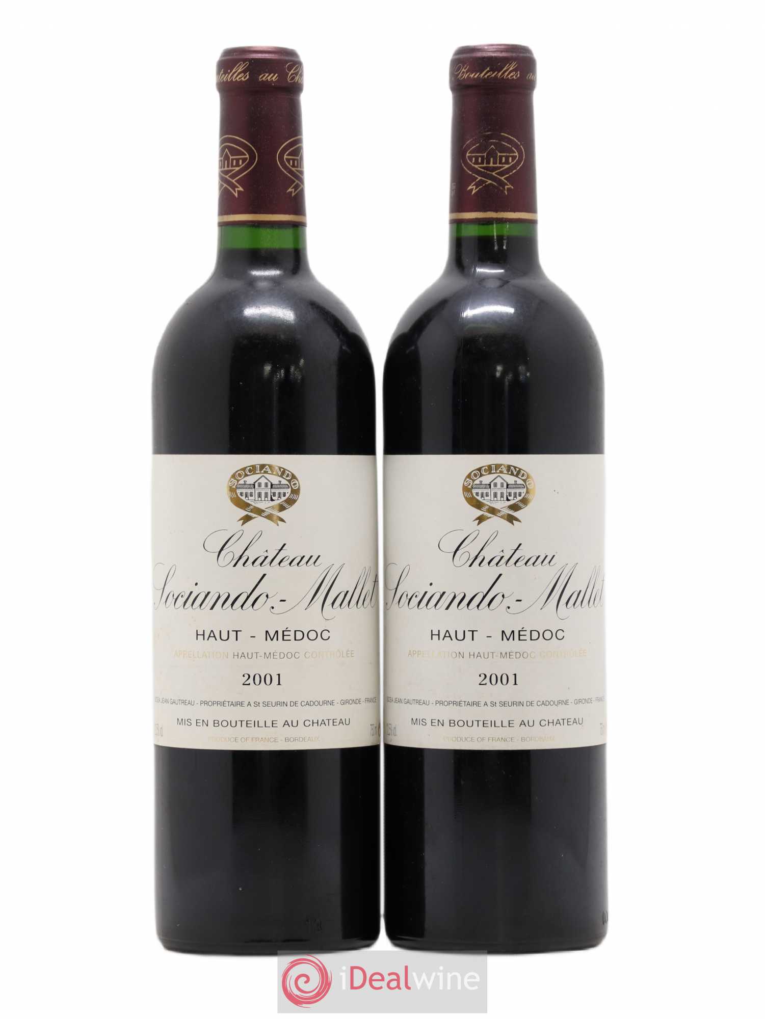 Château Sociando Mallet 2001 - Lot de 2 bouteilles - 0