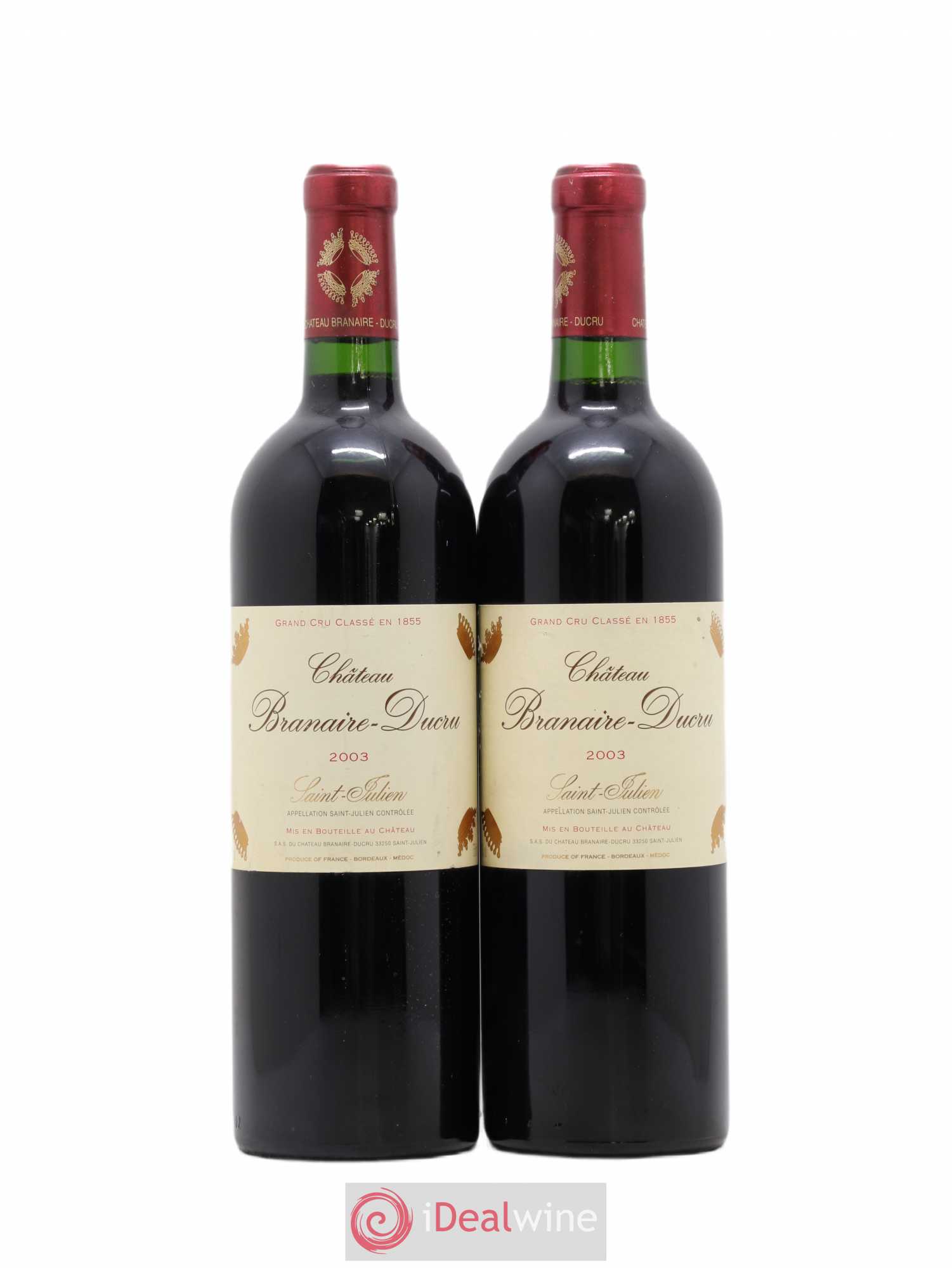 Château Branaire Ducru 4ème Grand Cru Classé 2003 - Lot de 2 bouteilles - 0