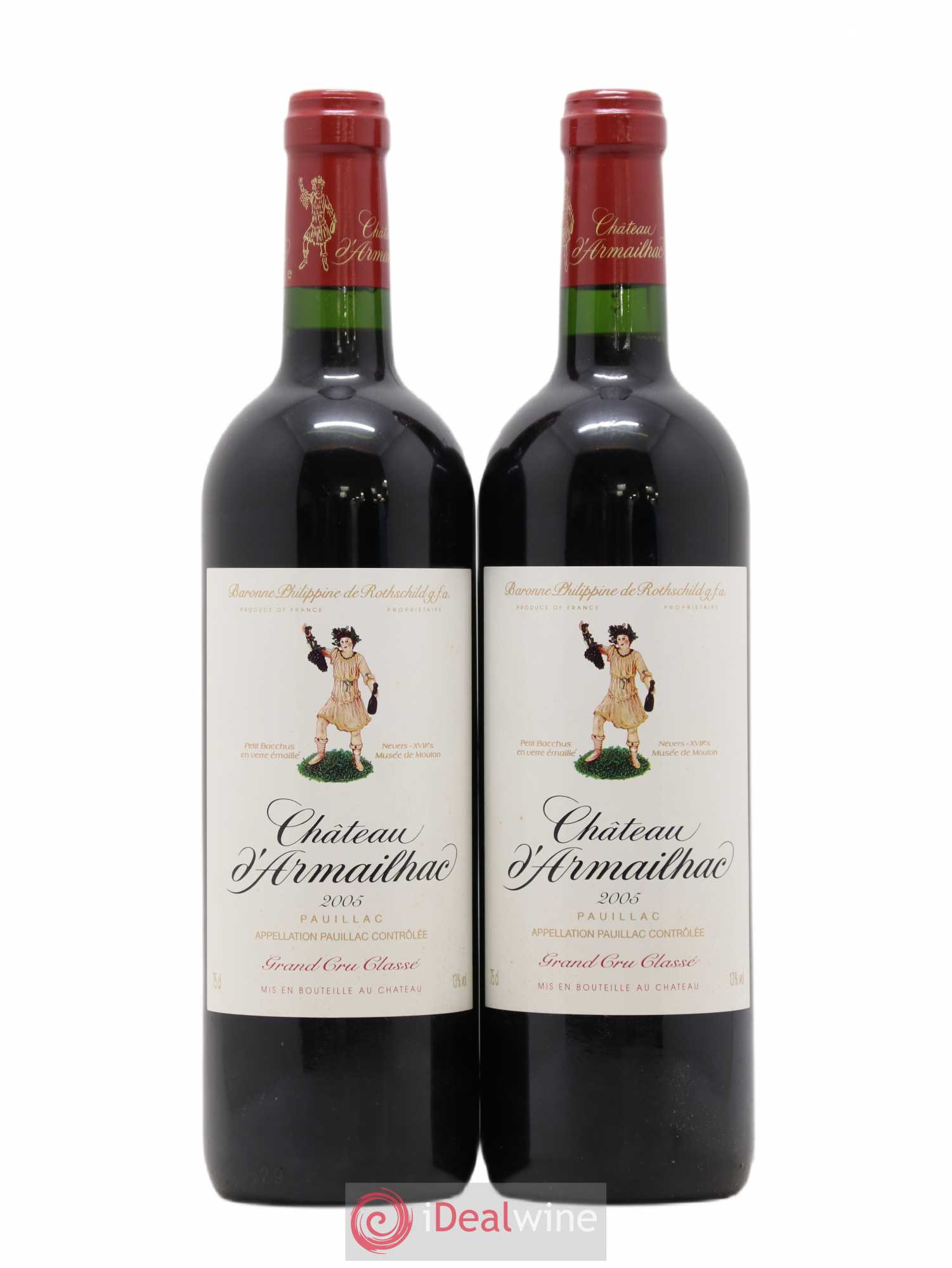 Château d' Armailhac - Mouton Baron(ne) Philippe 5ème Grand Cru Classé 2005 - Lot de 2 bouteilles - 0