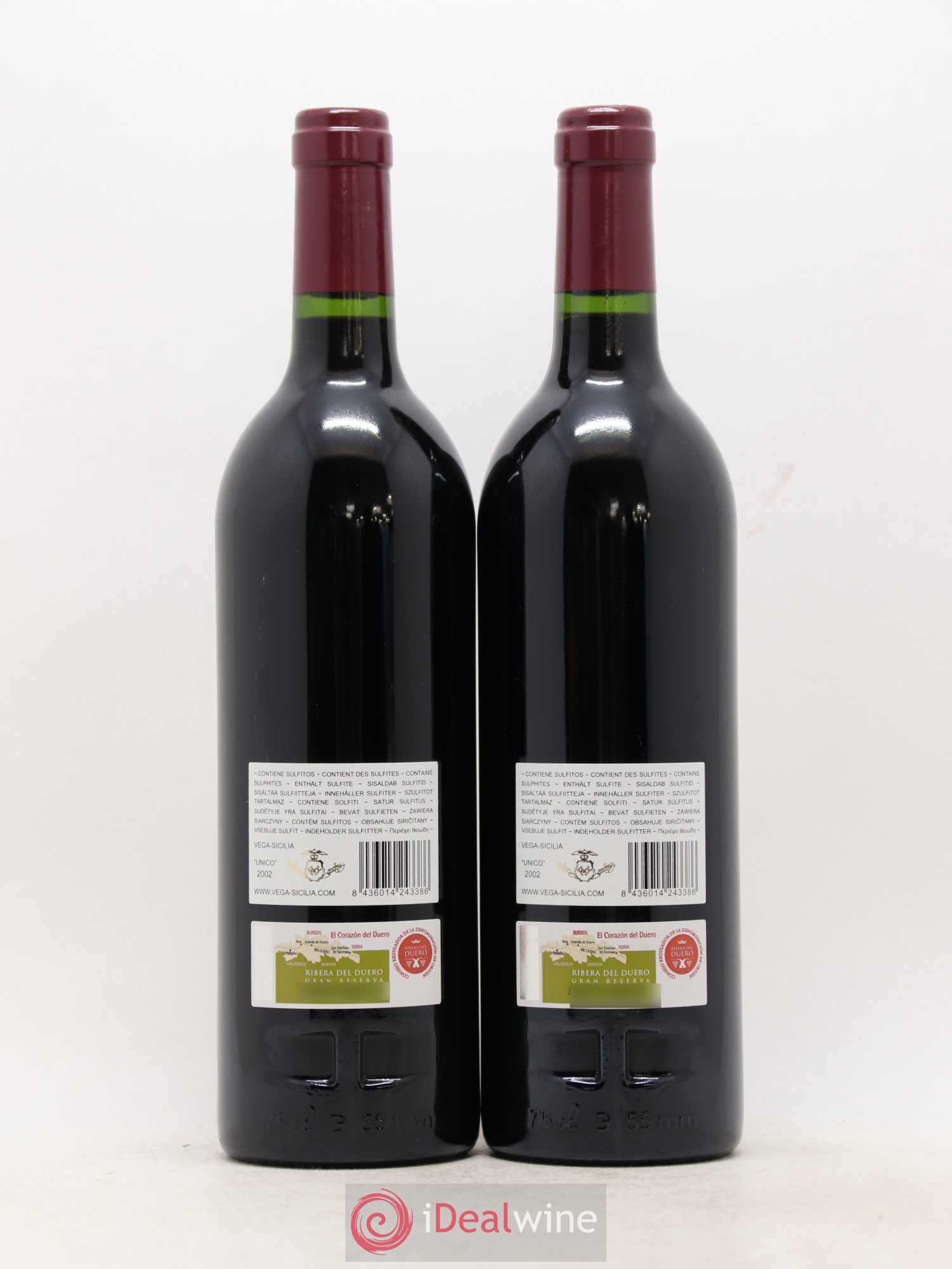 Ribera Del Duero DO Vega Sicilia Unico Famille Alvarez 2002 - Lot de 2 bouteilles - 1