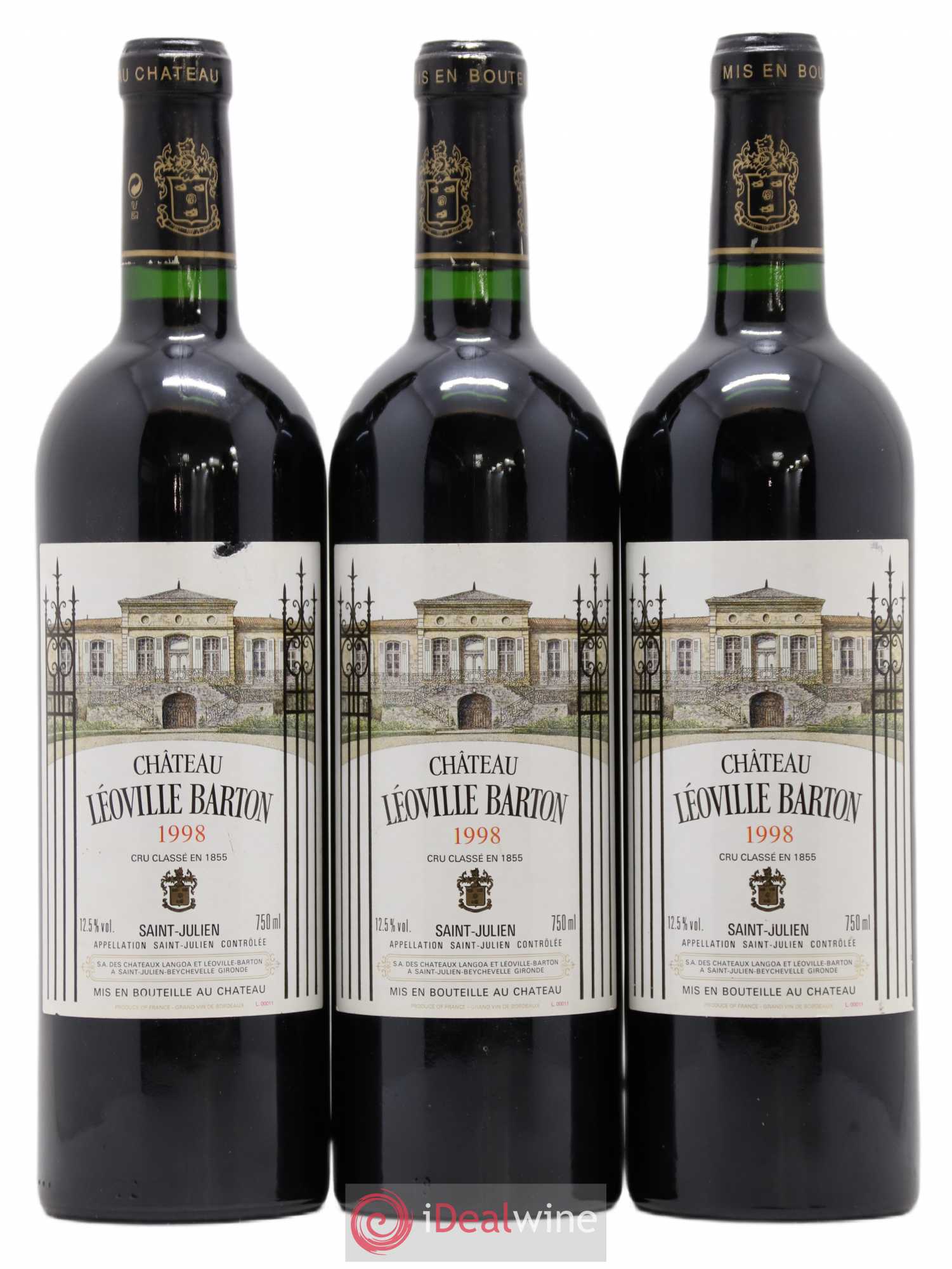 Château Léoville Barton 2ème Grand Cru Classé 1998 - Lot de 3 bouteilles - 0