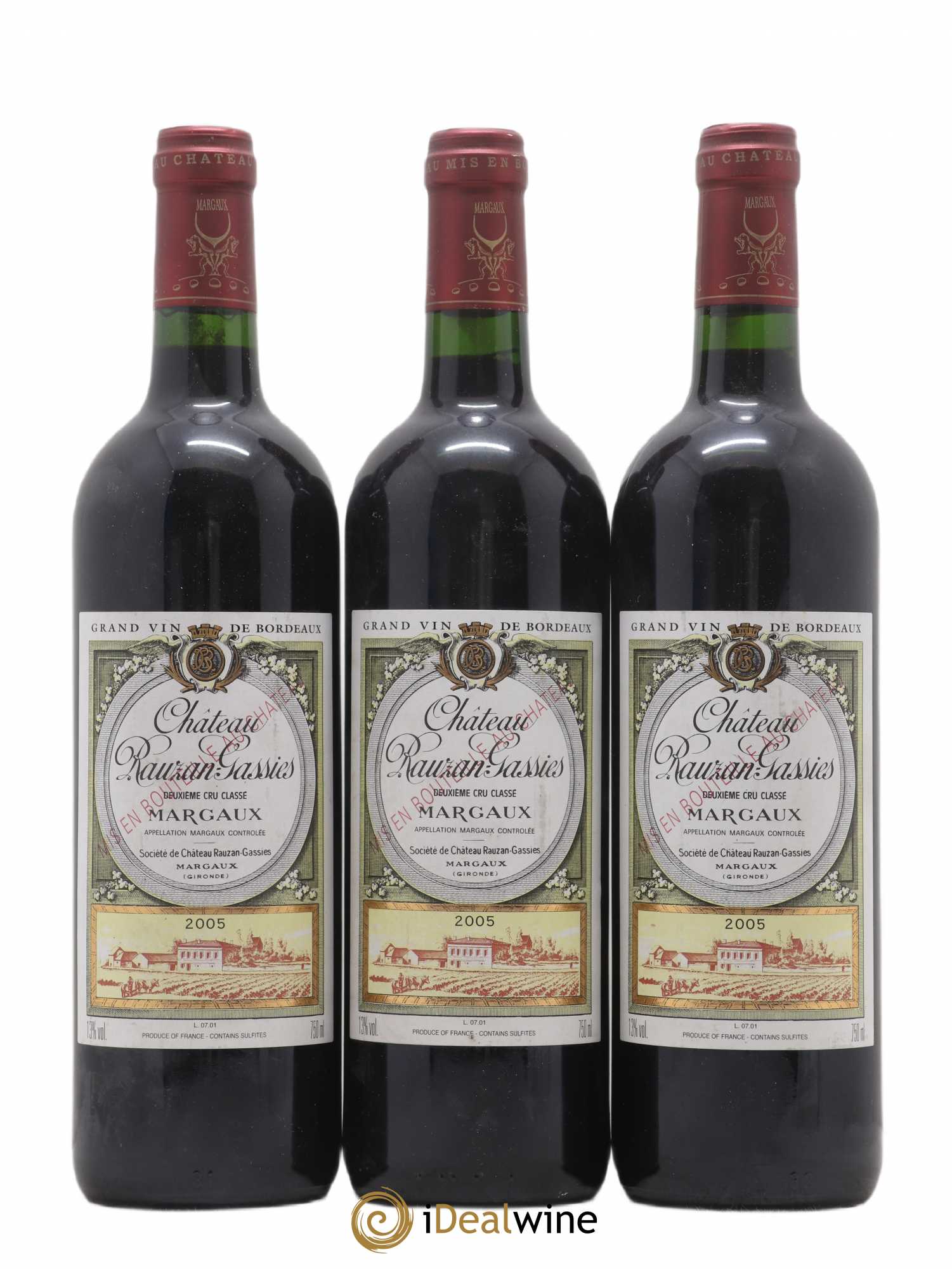 Château Rauzan-Gassies 2ème Grand Cru Classé 2005 - Lot de 3 bouteilles - 0