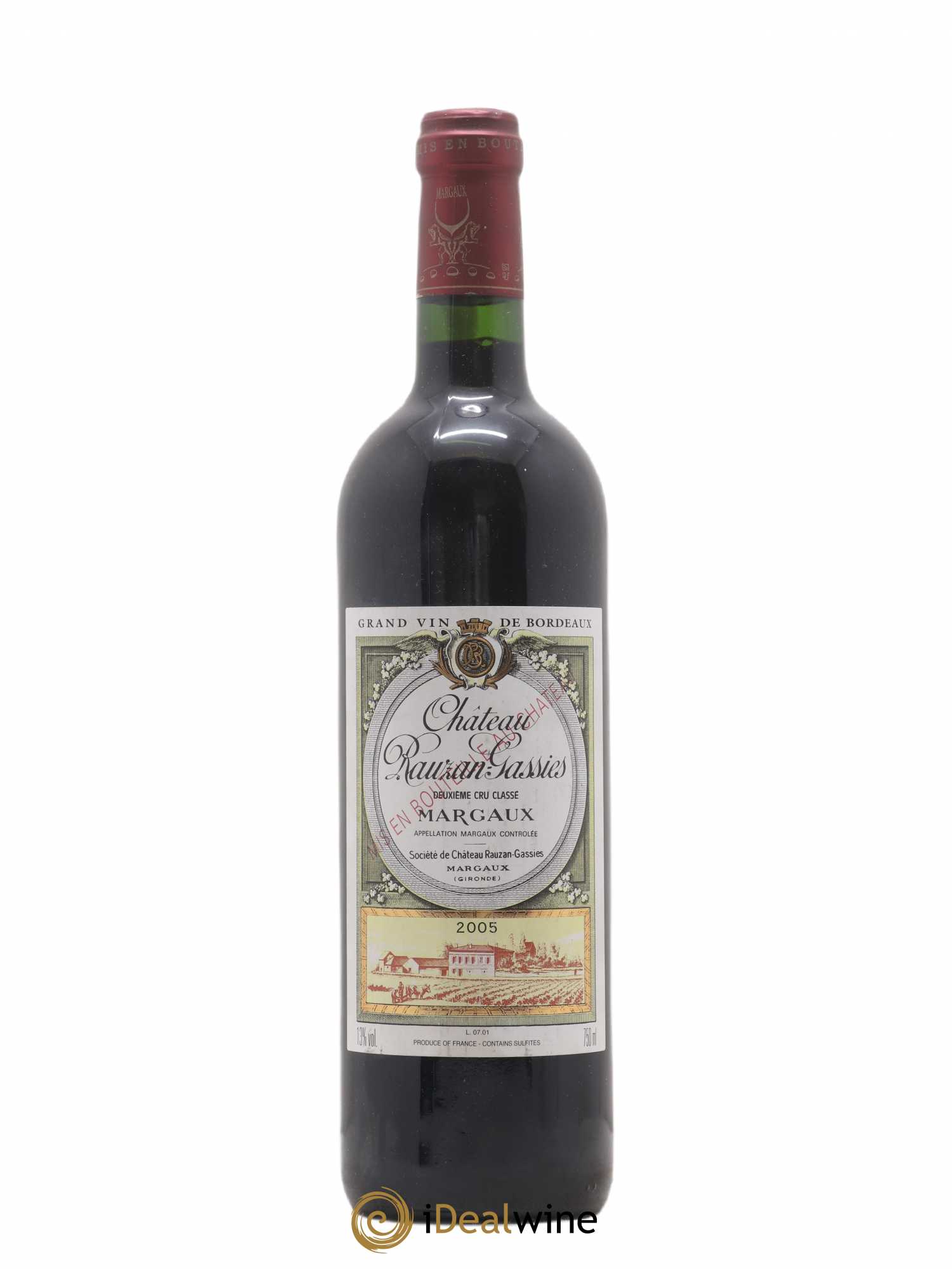 Château Rauzan-Gassies 2ème Grand Cru Classé 2005 - Lot de 1 bouteille - 0