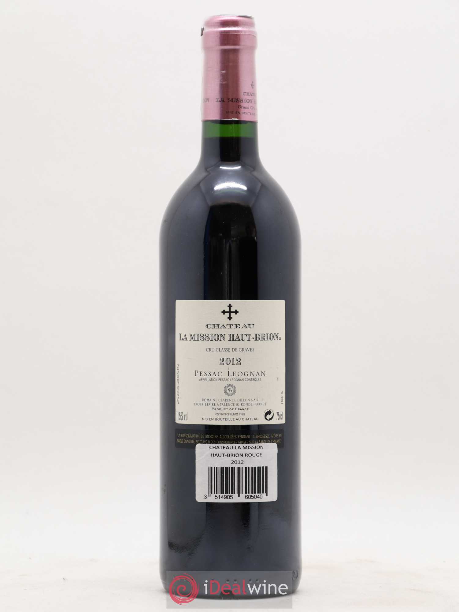 Château la Mission Haut-Brion Cru Classé de Graves 2012 - Lot de 1 bouteille - 1