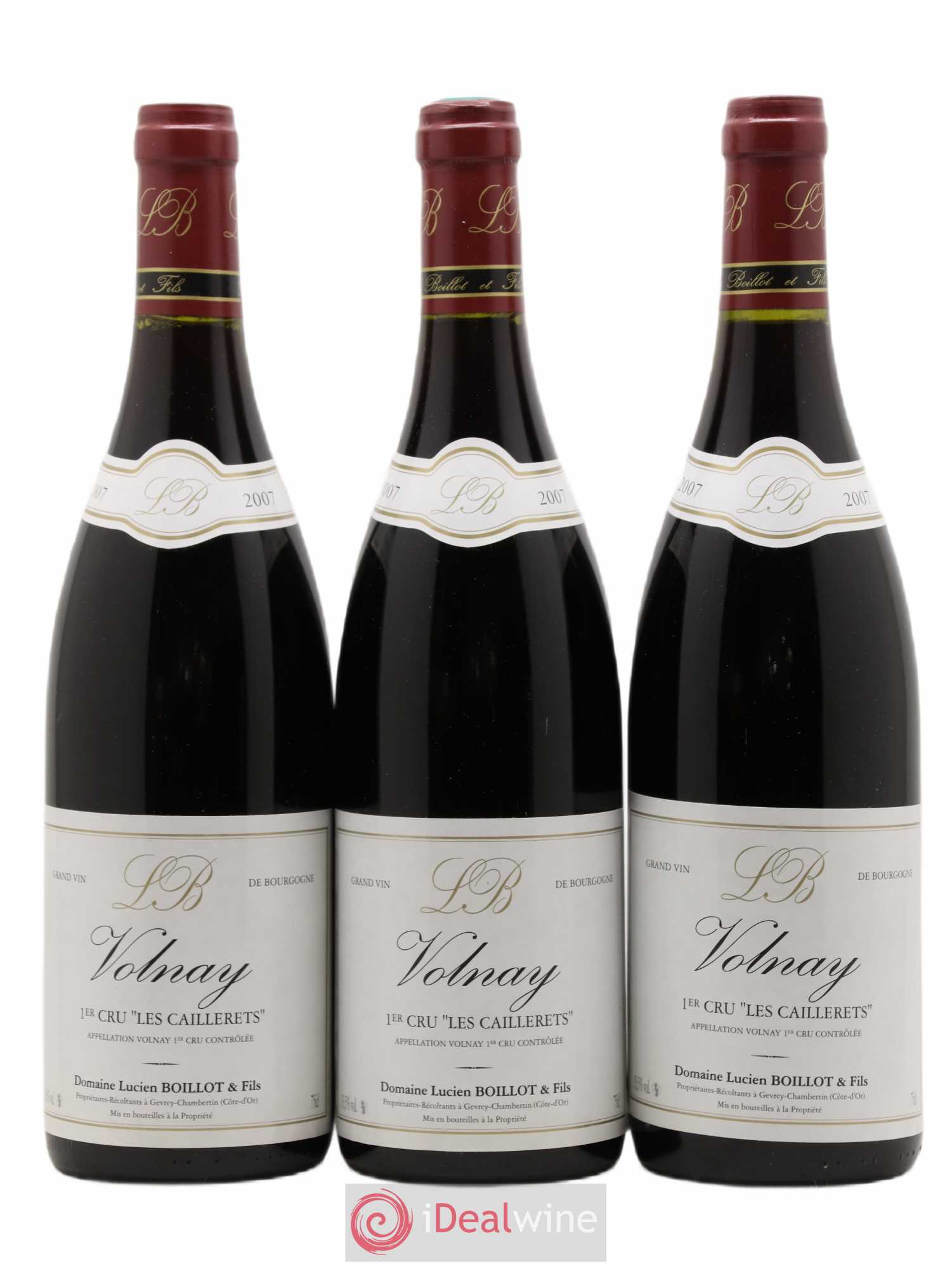 Volnay 1er Cru Les Caillerets Lucien Boillot & Fils (Domaine) 2007 - Lot de 3 bouteilles - 0