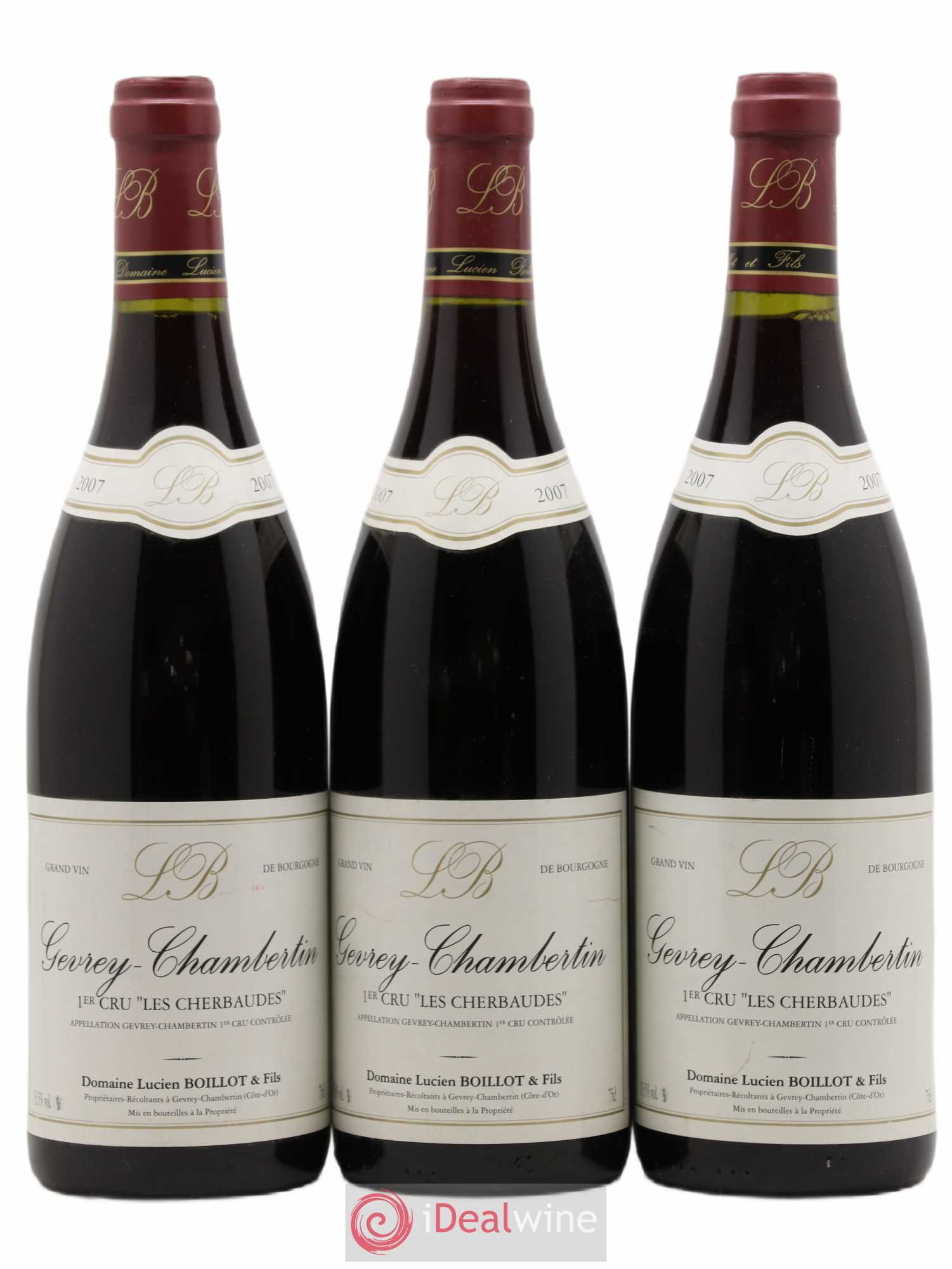 Gevrey-Chambertin 1er Cru Les Cherbaudes Domaine Lucien Boillot 2007 - Posten von 3 Flaschen - 0