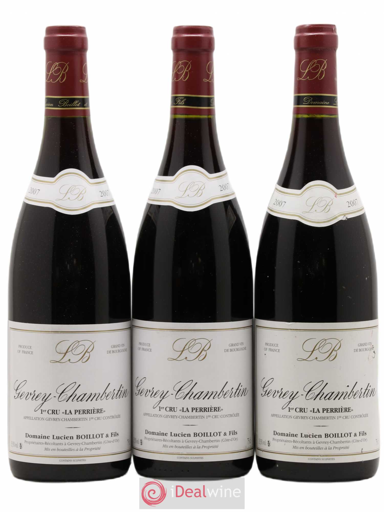 Gevrey-Chambertin 1er Cru La Perrière Lucien Boillot & Fils (Domaine) 2007 - Lot de 3 bouteilles - 0