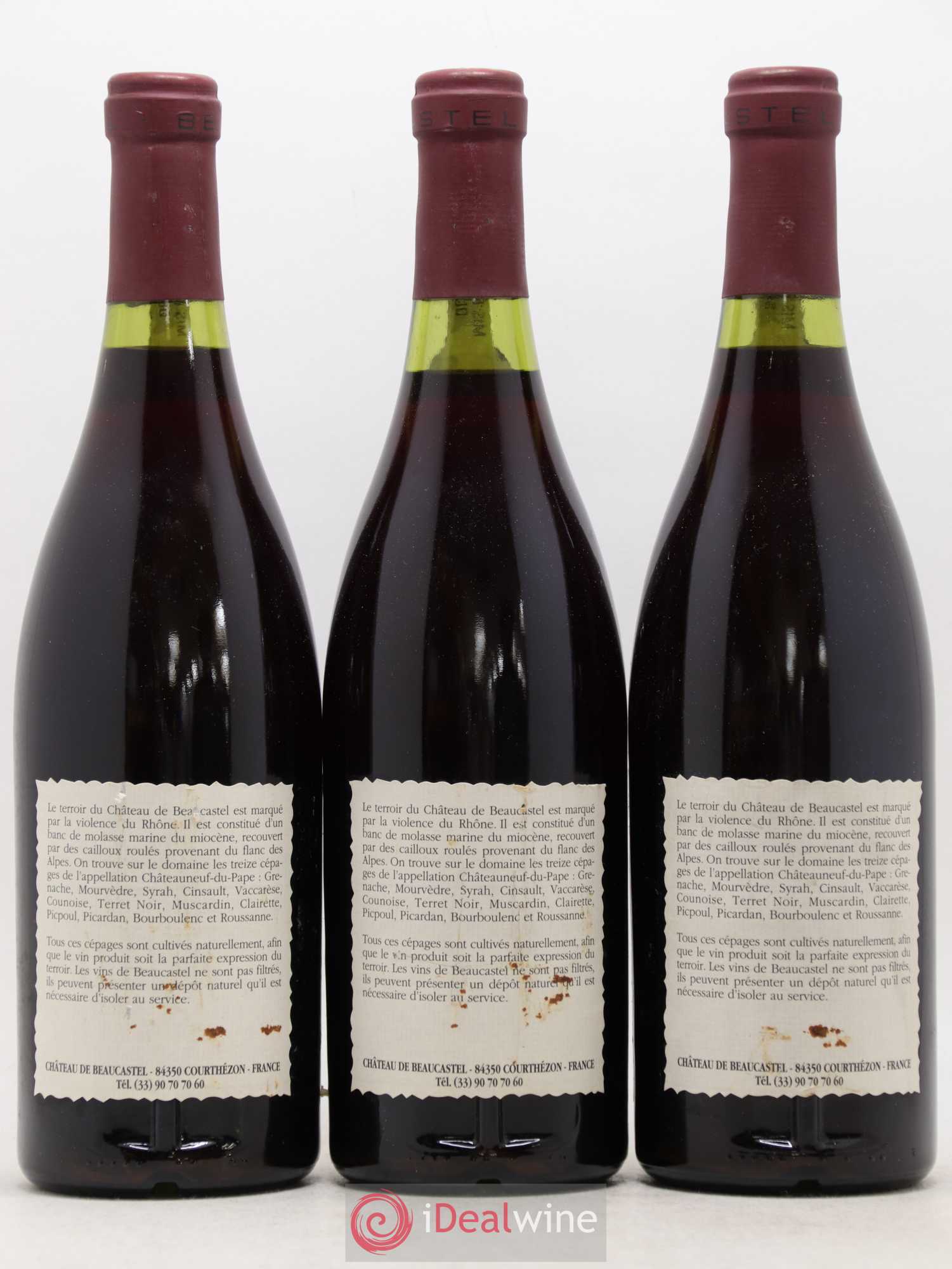 Châteauneuf-du-Pape Château de Beaucastel Famille Perrin 1990 - Lot de 3 bouteilles - 1