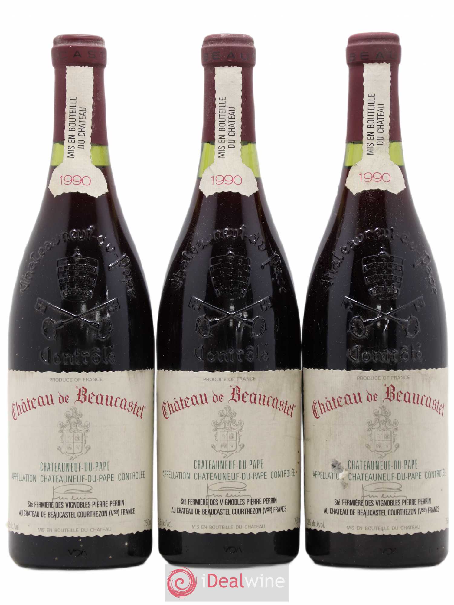 Châteauneuf-du-Pape Château de Beaucastel Famille Perrin 1990 - Lot de 3 bouteilles - 0