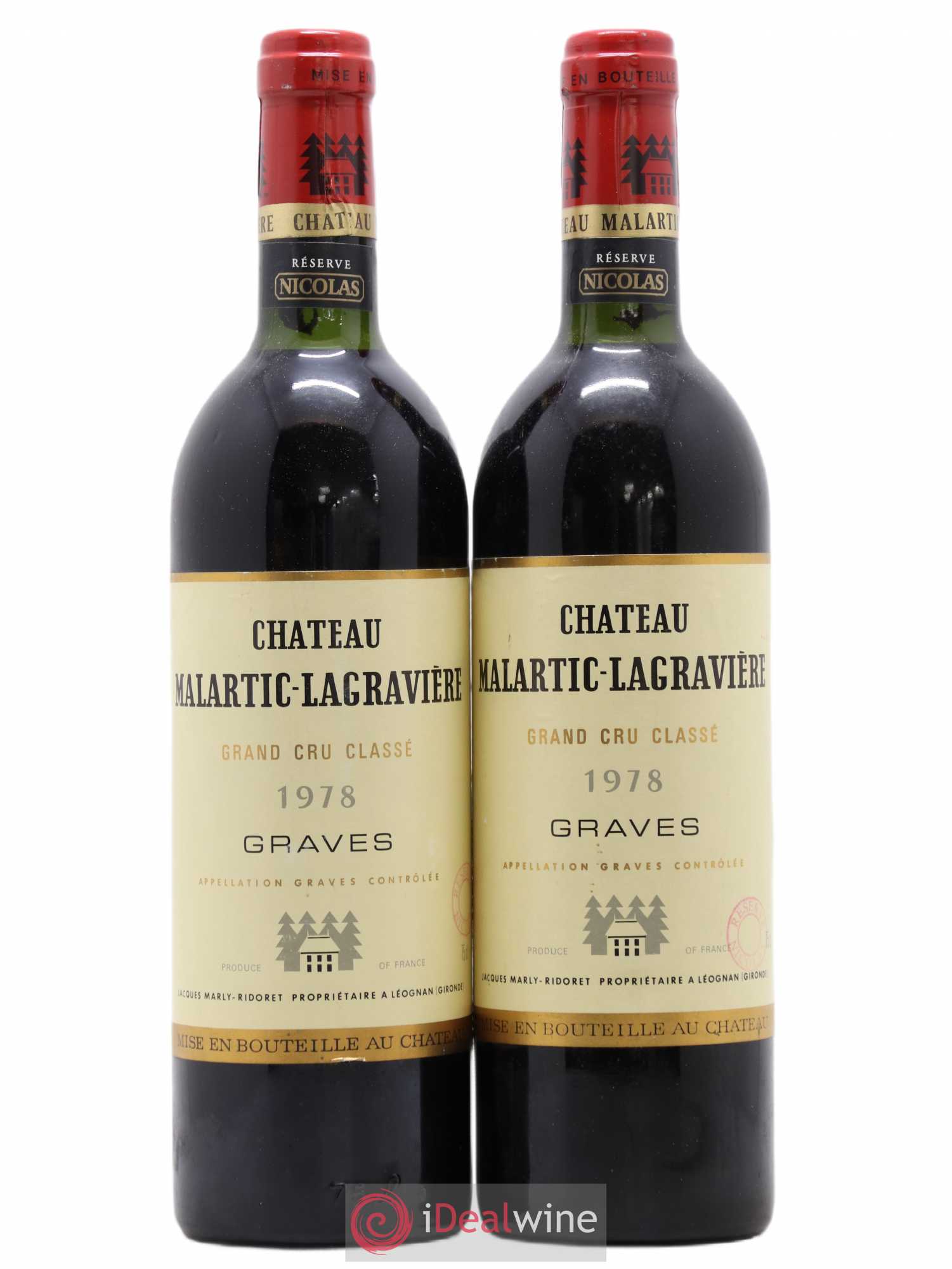 Château Malartic-Lagravière Cru Classé de Graves 1978 - Lot de 2 bouteilles - 0