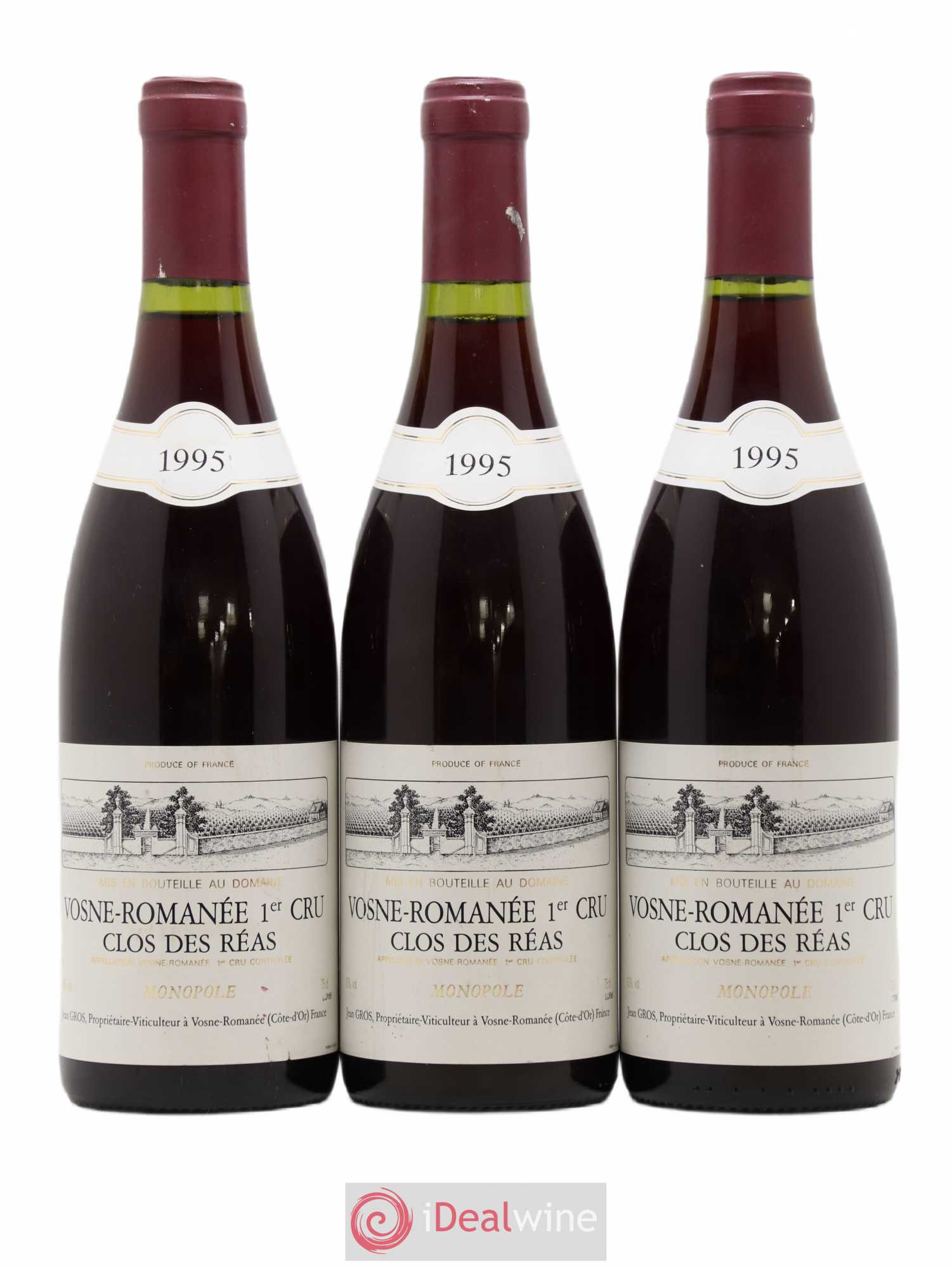 Vosne-Romanée 1er Cru Clos des Réas Jean Gros 1995 - Lot de 3 bouteilles - 0