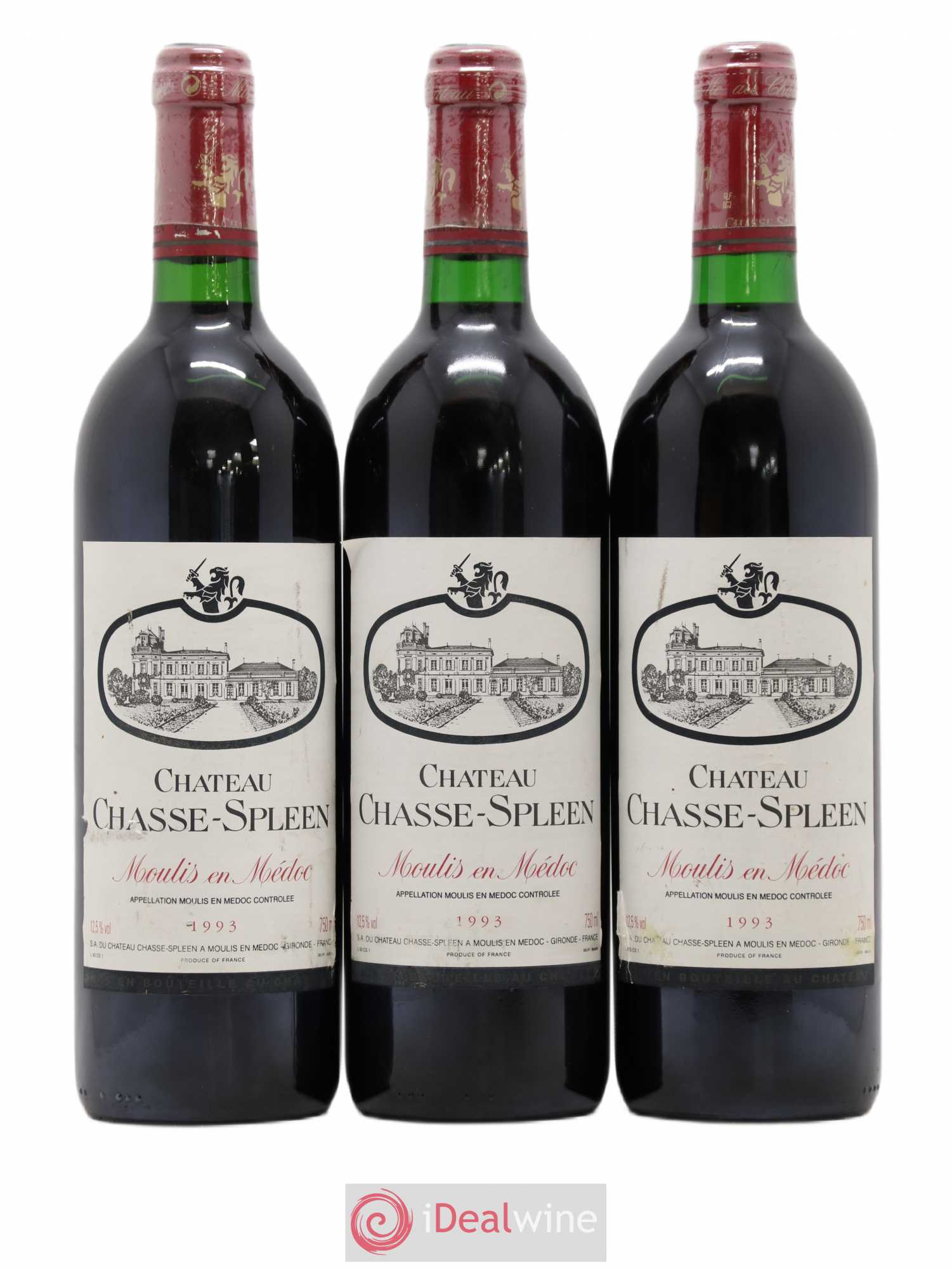 Château Chasse Spleen 1993 - Lot de 3 bouteilles - 0