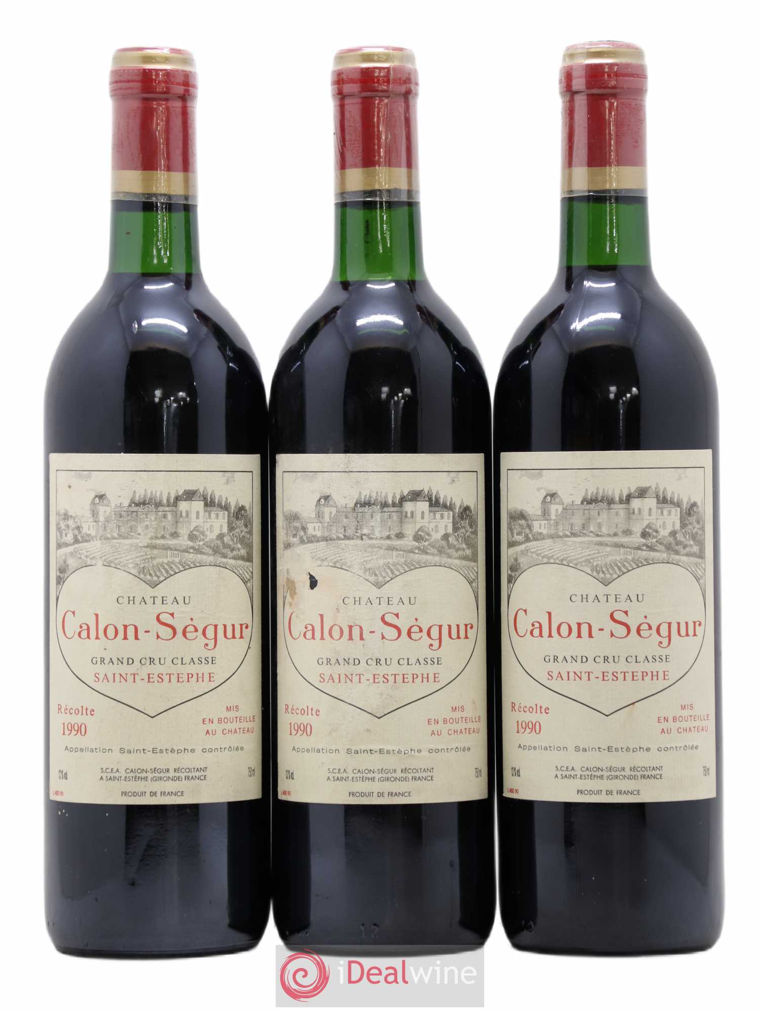 Château Calon Ségur 3ème Grand Cru Classé 1990 - Lot de 3 bouteilles - 0