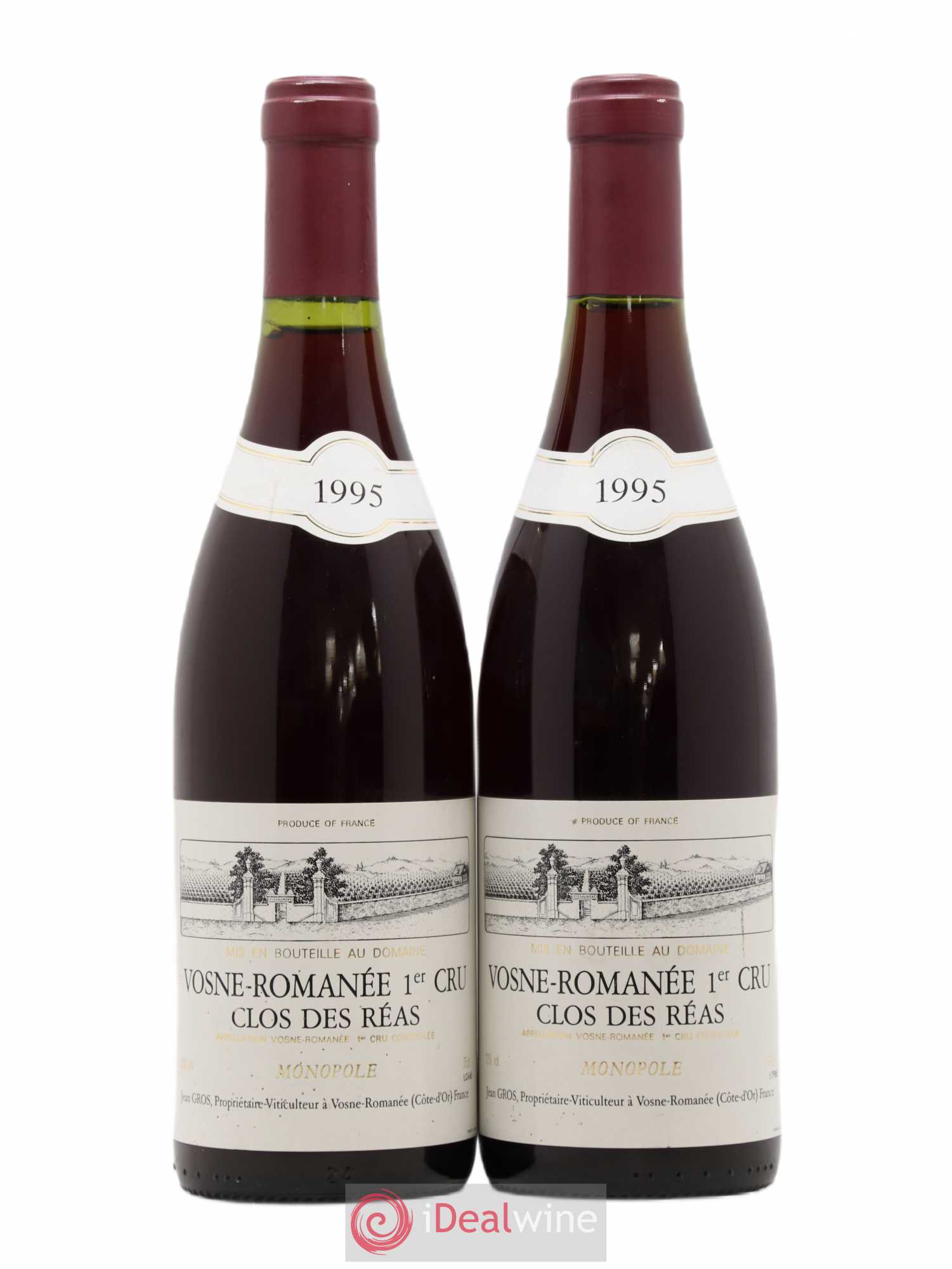 Vosne-Romanée 1er Cru Clos des Réas Jean Gros 1995 - Lot de 2 bouteilles - 0