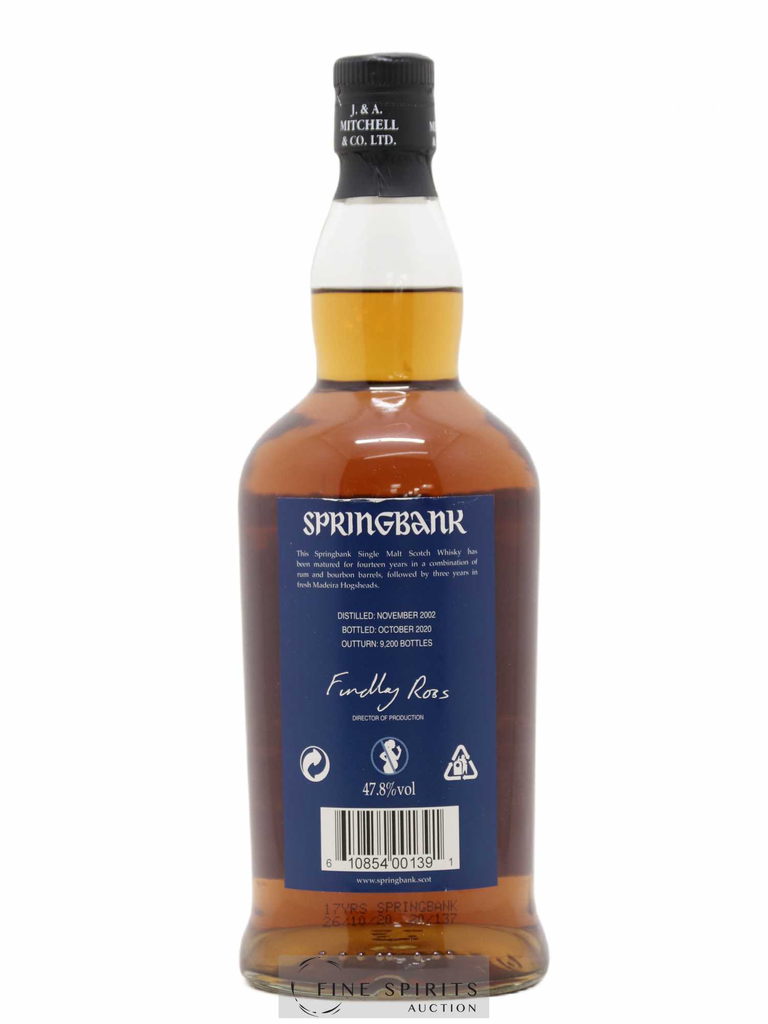 Springbank 17 years 2002 Of. One of 9200 bottles - Bottled 2020 Madeira Wood - Lot de 1 bouteille - 2