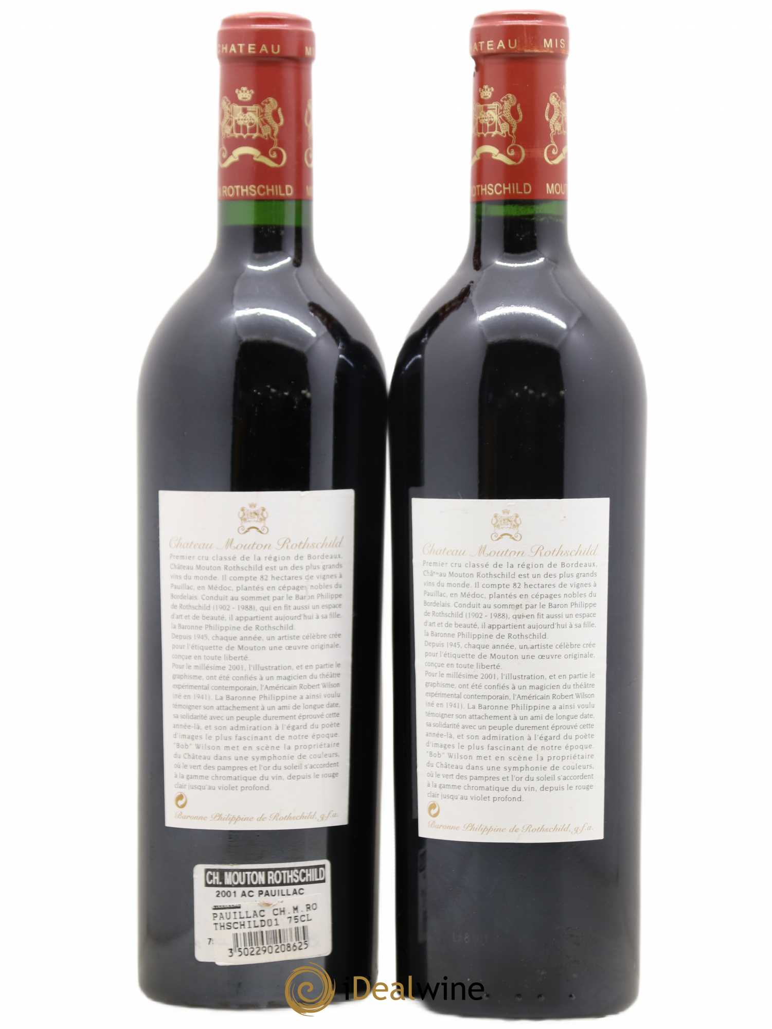 Château Mouton Rothschild 1er Grand Cru Classé 2001 - Lot de 2 bouteilles - 1