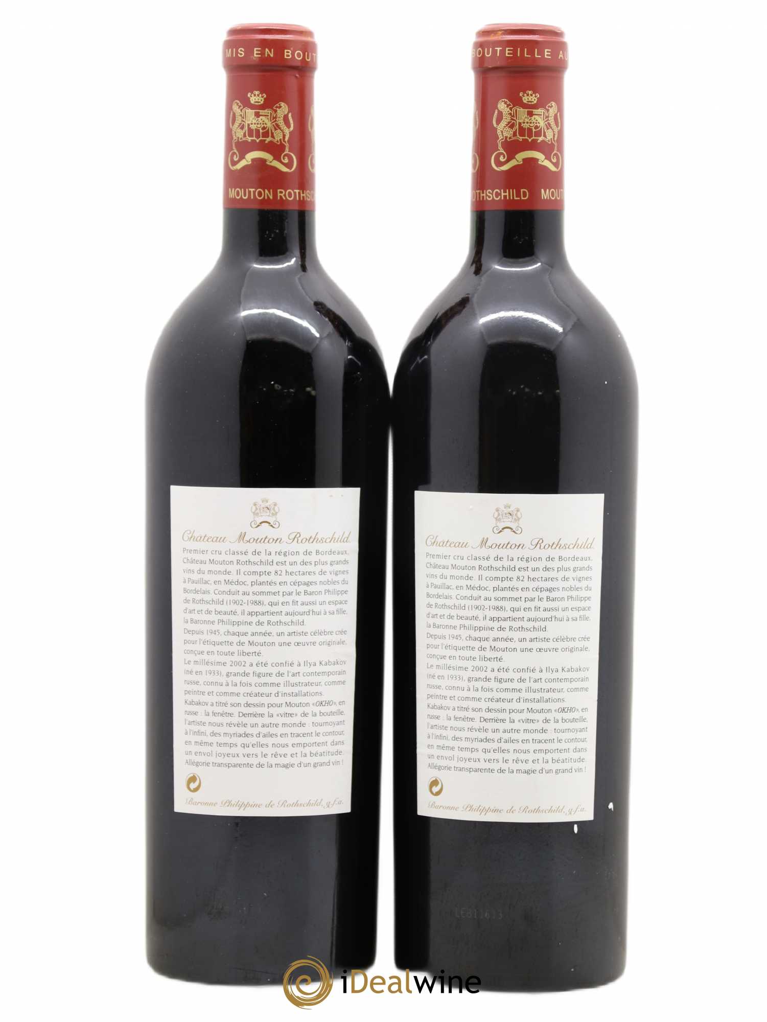 Château Mouton Rothschild 1er Grand Cru Classé 2002 - Lot de 2 bouteilles - 1