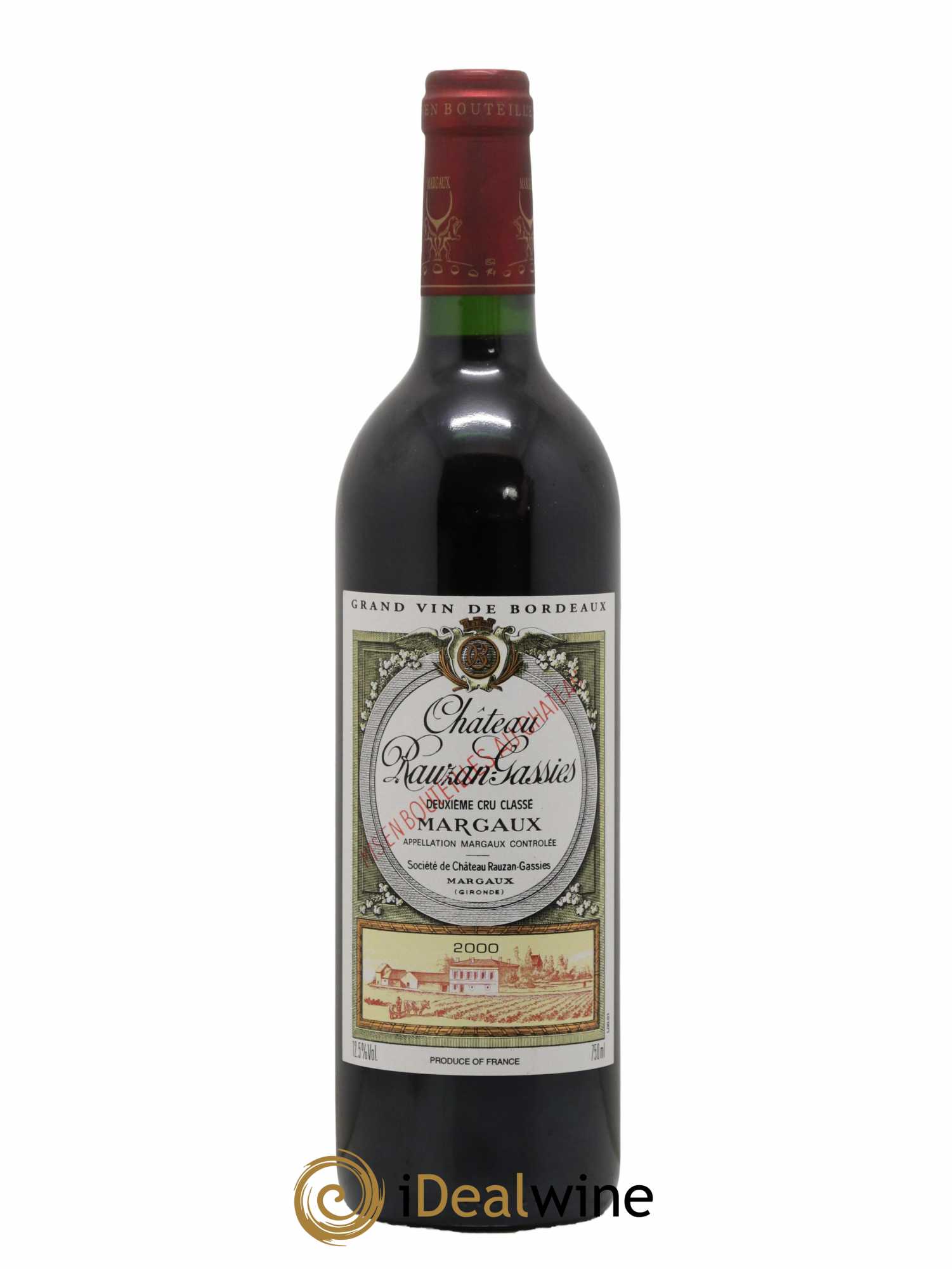 Château Rauzan-Gassies 2ème Grand Cru Classé 2000 - Lot de 1 bouteille - 0