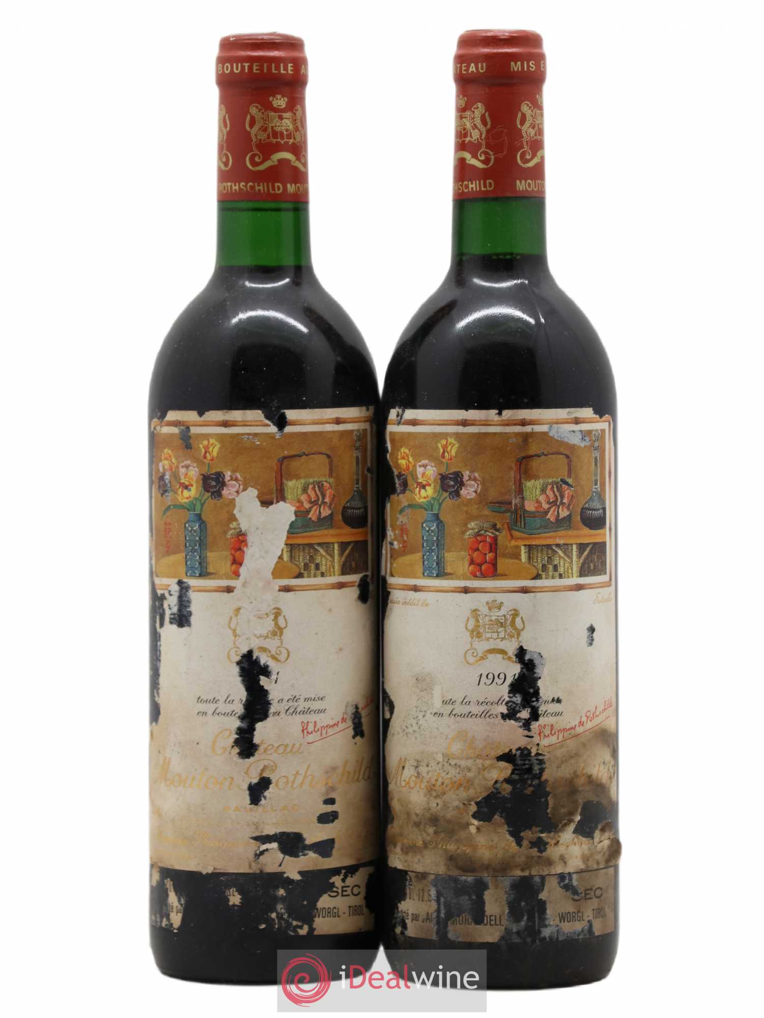 Château Mouton Rothschild 1er Grand Cru Classé 1991 - Lot de 2 bouteilles - 0