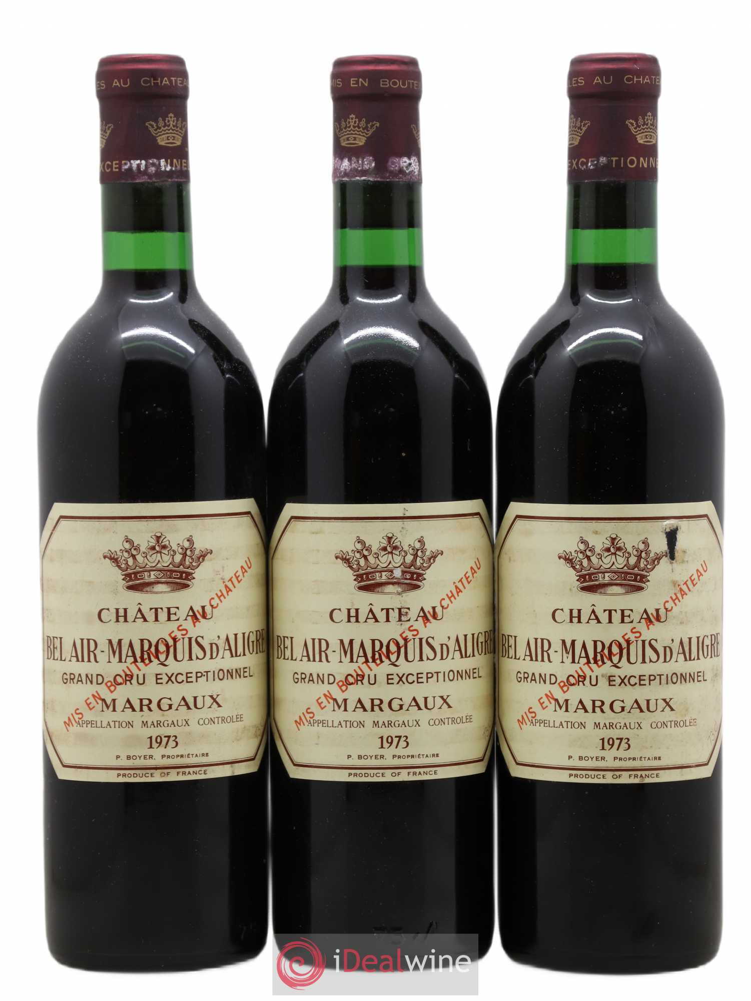 Château Bel Air Marquis d'Aligre 1973 - Lot de 3 bouteilles - 0