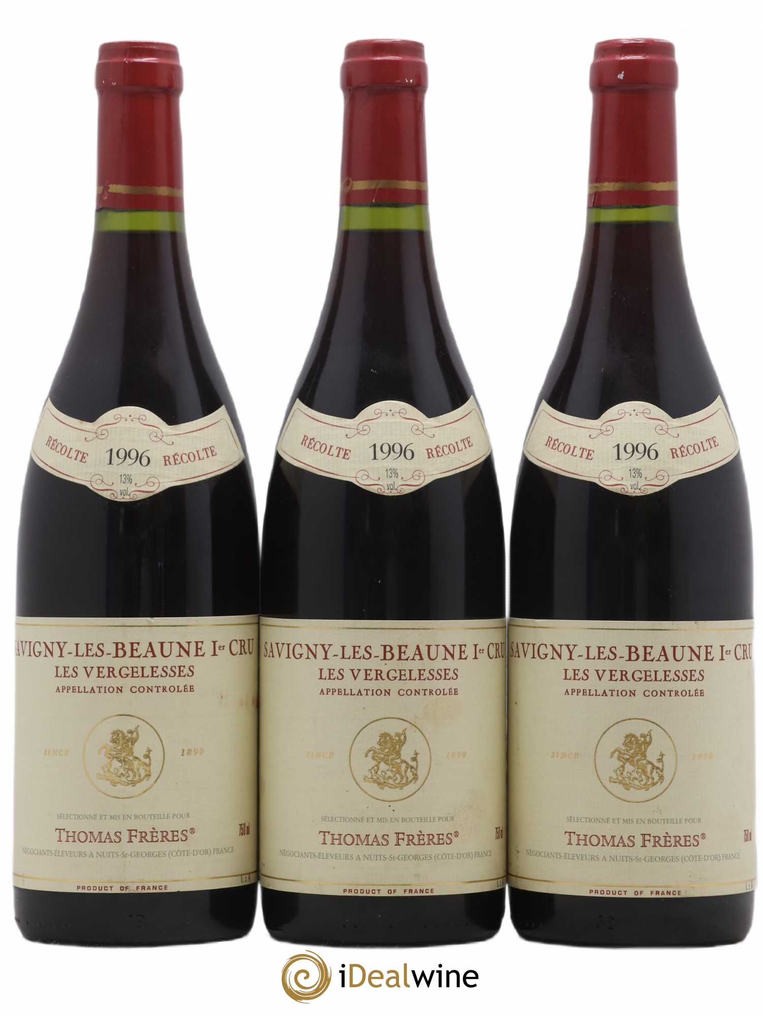 Savigny-lès-Beaune 1er Cru Les Vergelesses Thomas Frères 1996 - Posten von 3 Flaschen - 0