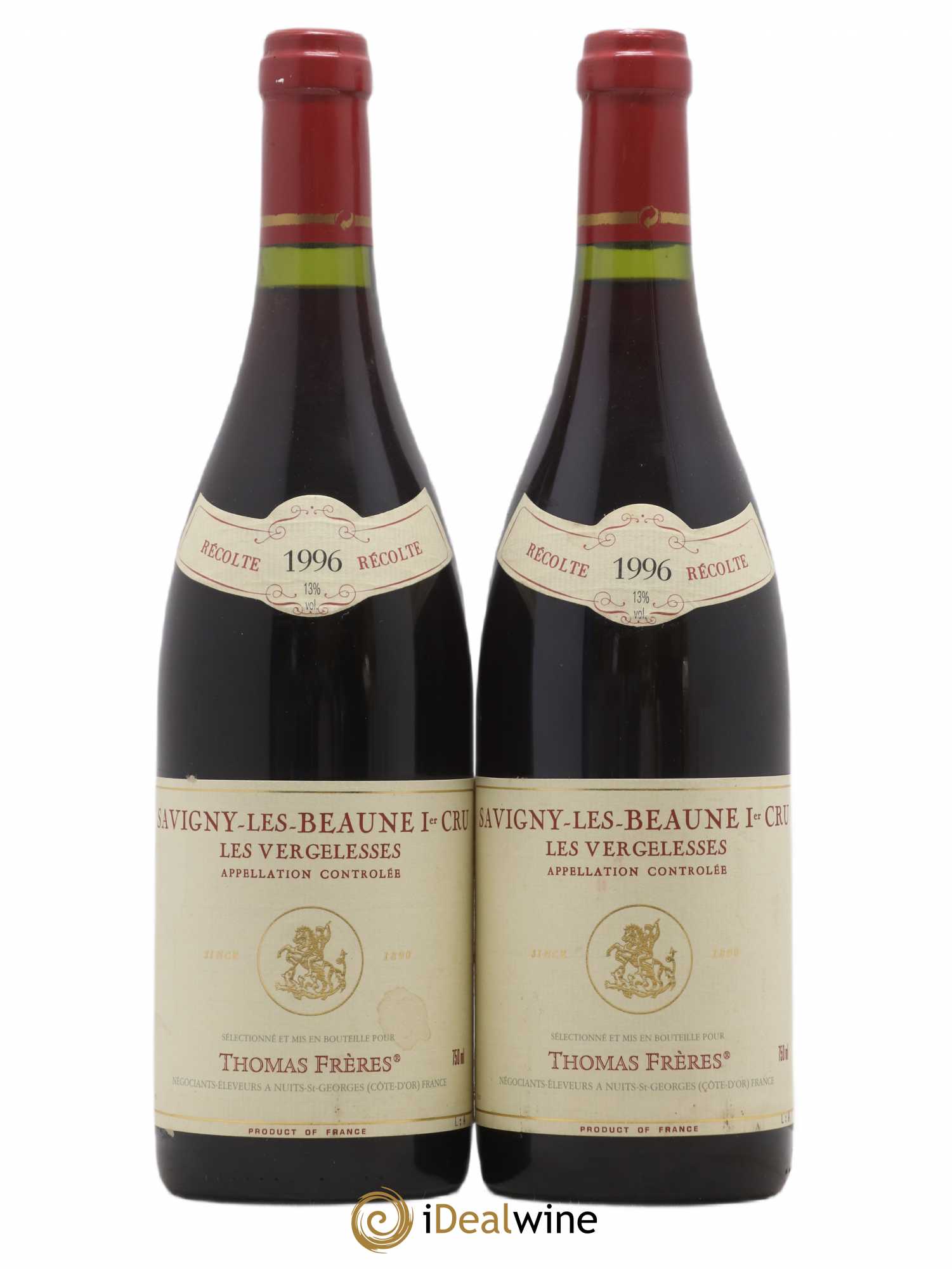 Savigny-lès-Beaune 1er Cru Les Vergelesses Thomas Frères 1996 - Posten von 2 Flaschen - 0