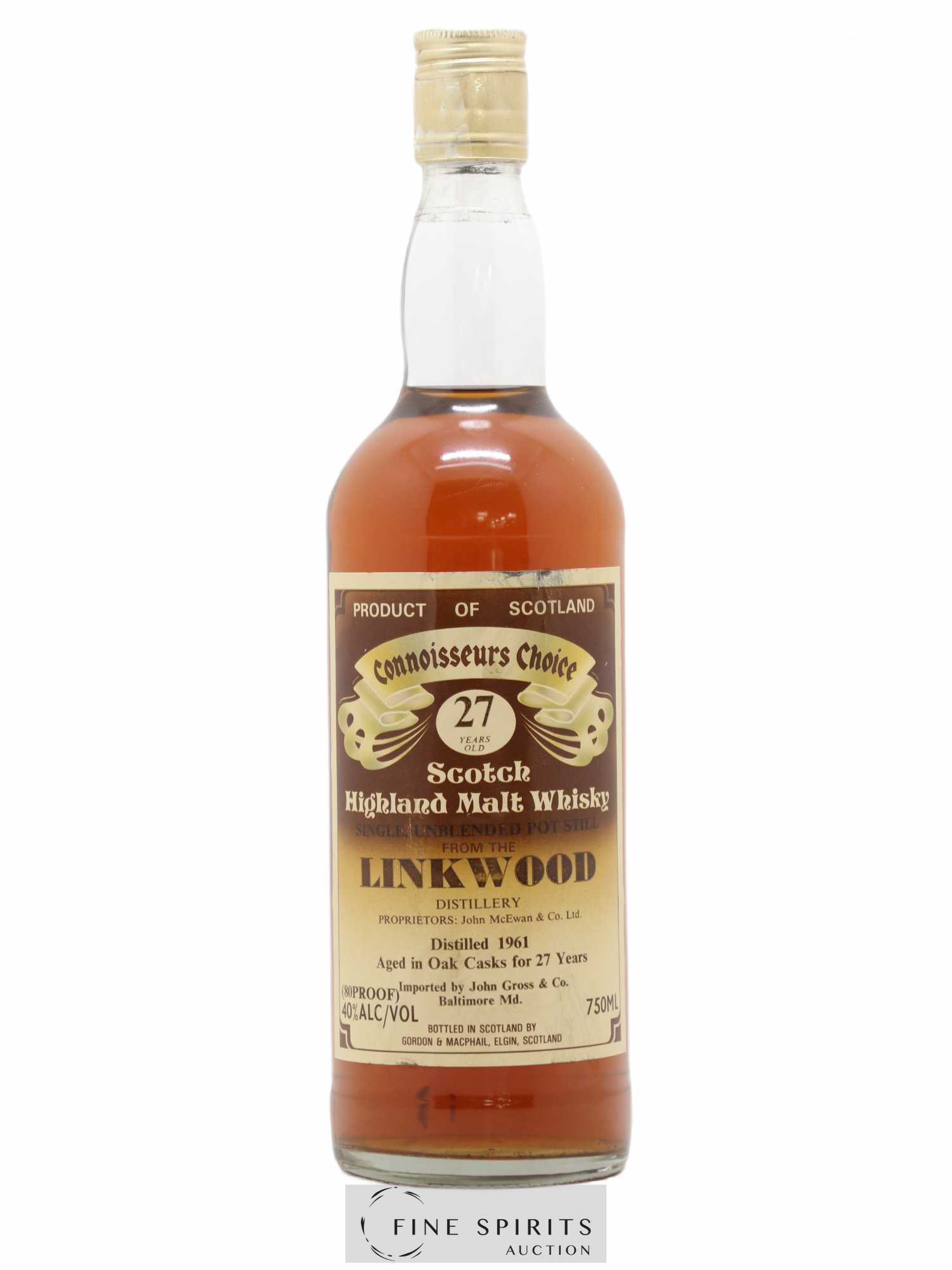Linkwood 27 years 1961 Gordon & MacPhail John Gross Import Connoisseurs Choice - Lot de 1 bouteille - 0