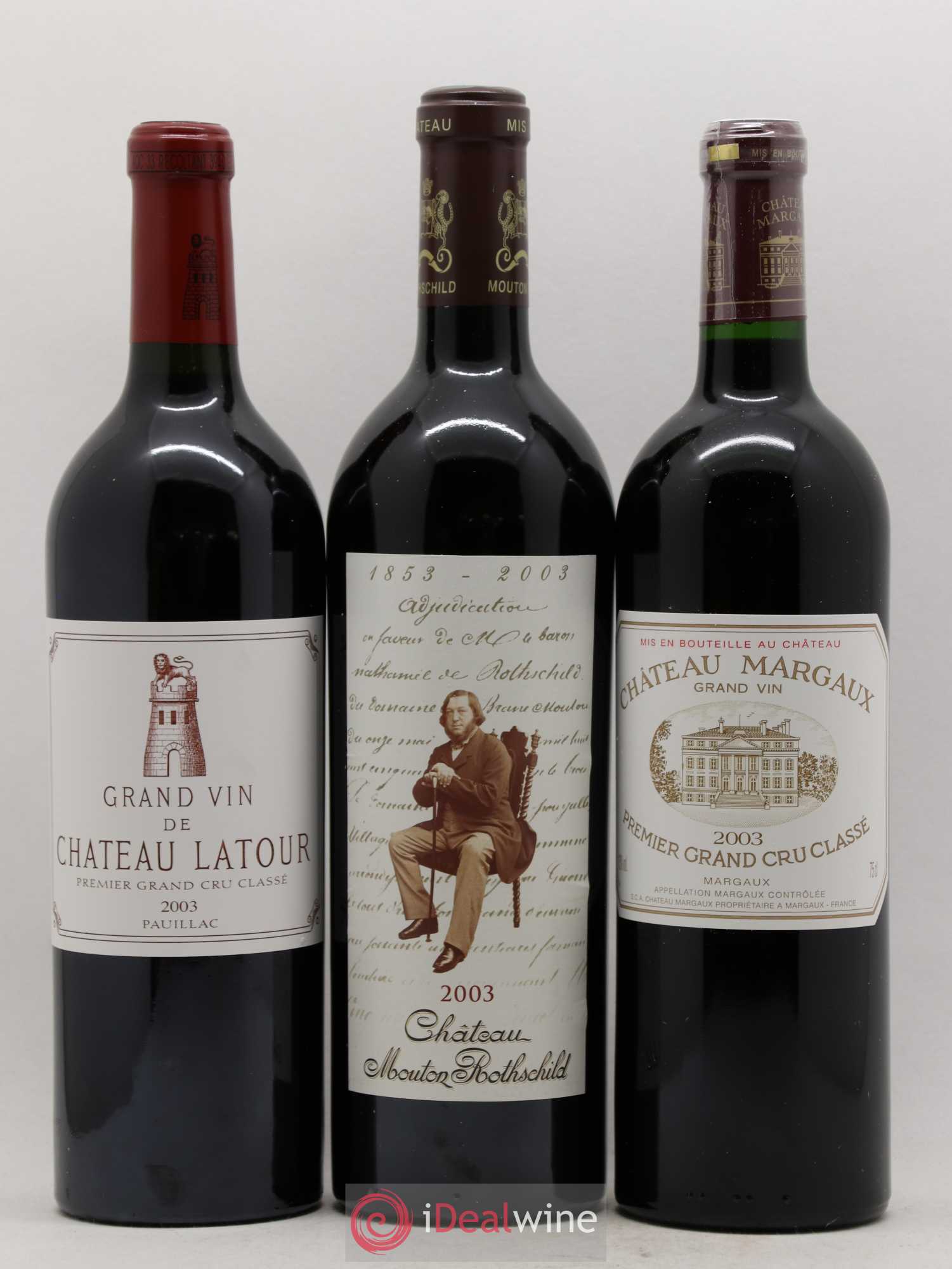 Caisse Duclot Prestige (Petrus Margaux Haut Brion Lafite Rothschild Mouton Rothschild Latour) 2003 - Posten von 6 Flaschen - 1