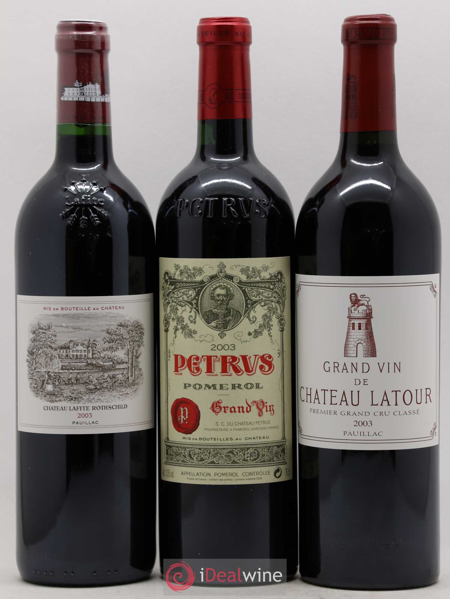 Caisse Duclot Prestige (Petrus Margaux Haut Brion Lafite Rothschild Mouton Rothschild Latour) 2003 - Posten von 6 Flaschen - 3