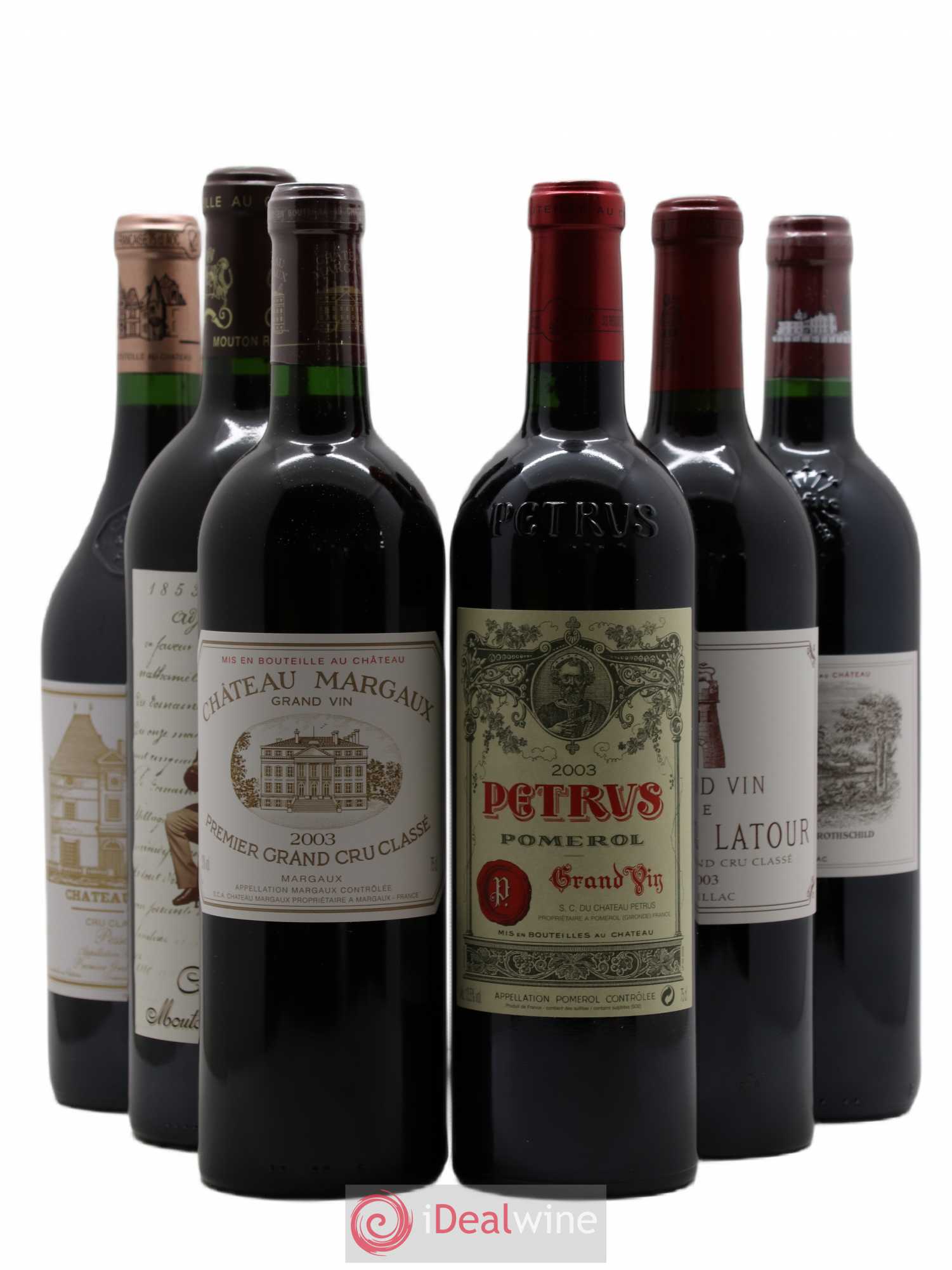 Caisse Duclot Prestige (Petrus Margaux Haut Brion Lafite Rothschild Mouton Rothschild Latour) 2003 - Posten von 6 Flaschen - 0