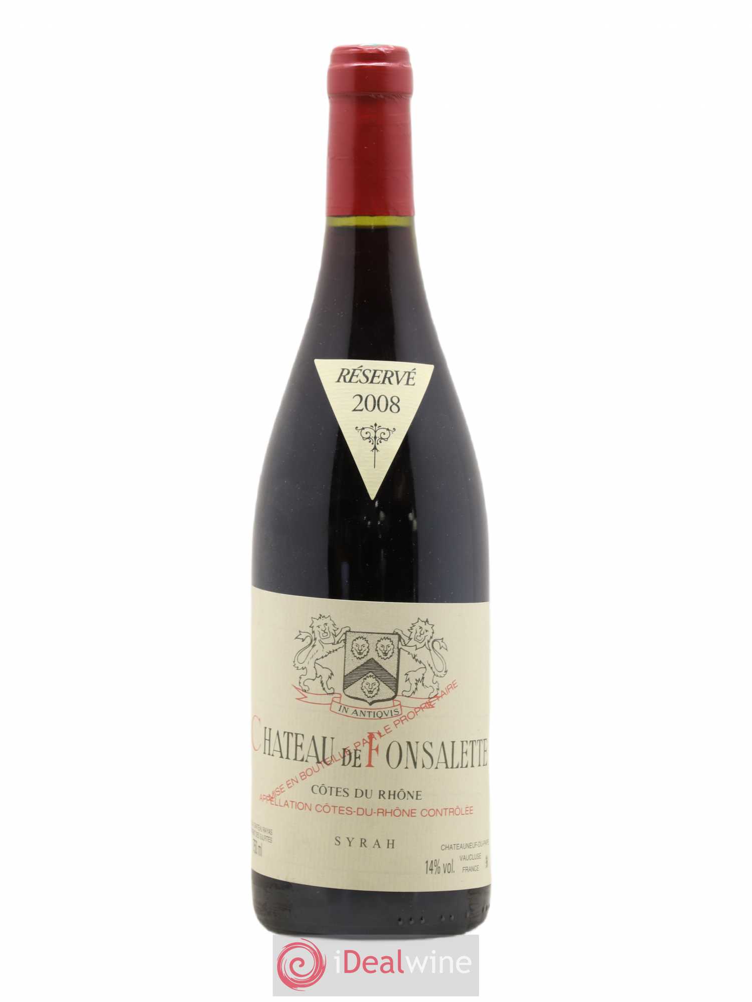 Côtes-du-Rhône Cuvée Syrah Château de Fonsalette 2008 - Lot de 1 bouteille - 0