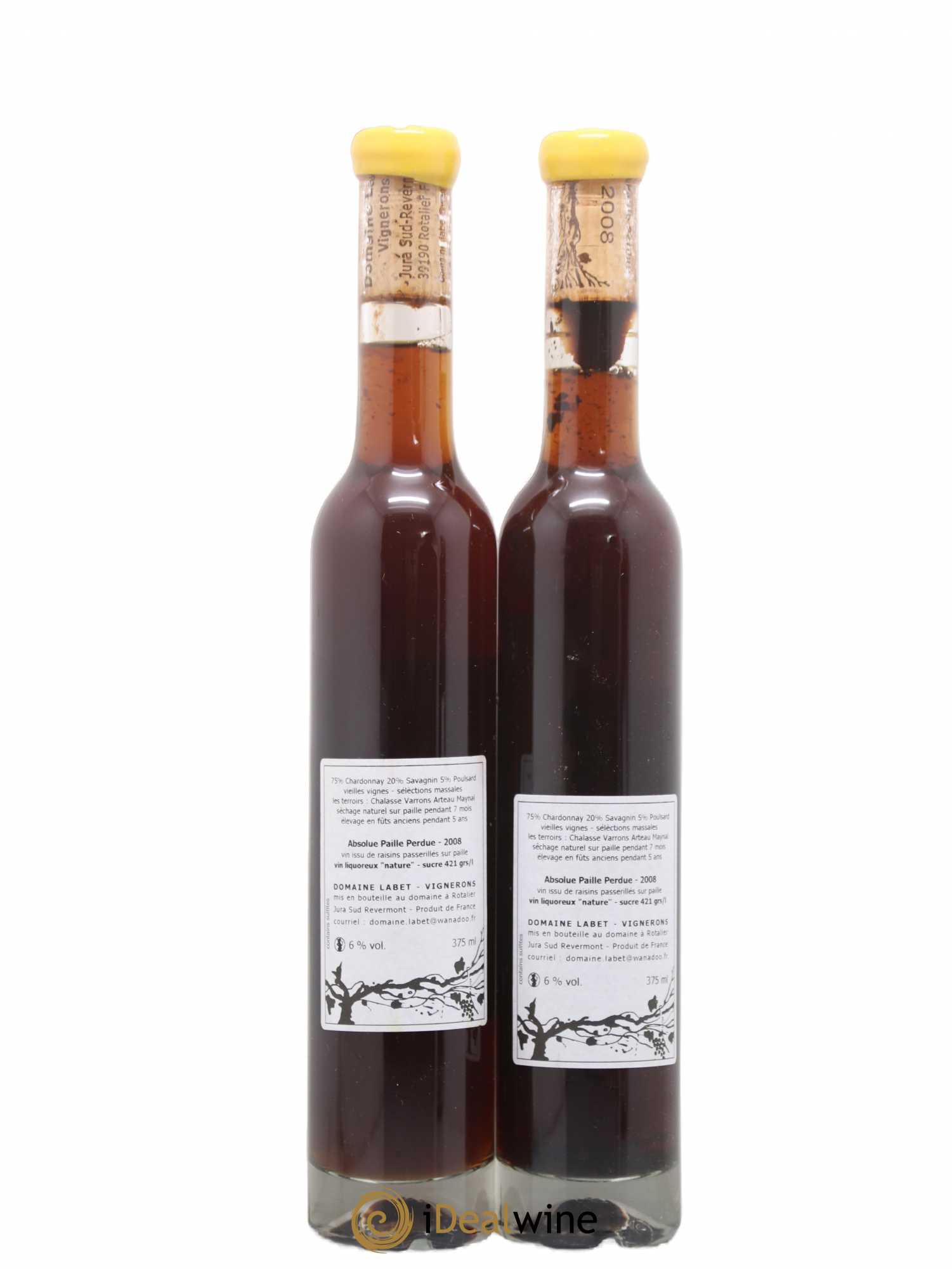 Côtes du Jura Vin de Paille La Paille Perdue Domaine Labet 2008 - Posten von 2 Demi-Flaschen - 1