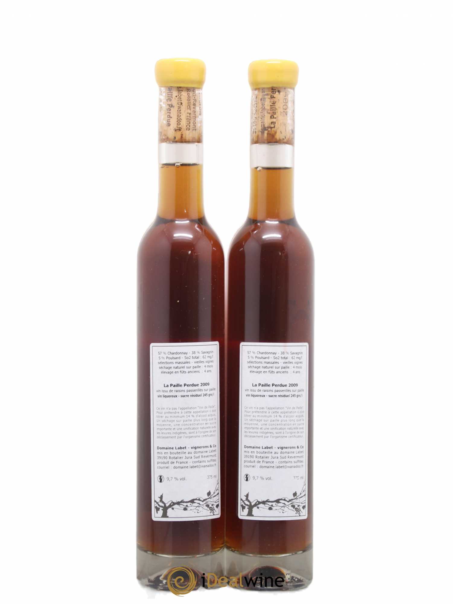 Côtes du Jura Vin de Paille La Paille Perdue Domaine Labet 2009 - Posten von 2 Demi-Flaschen - 1