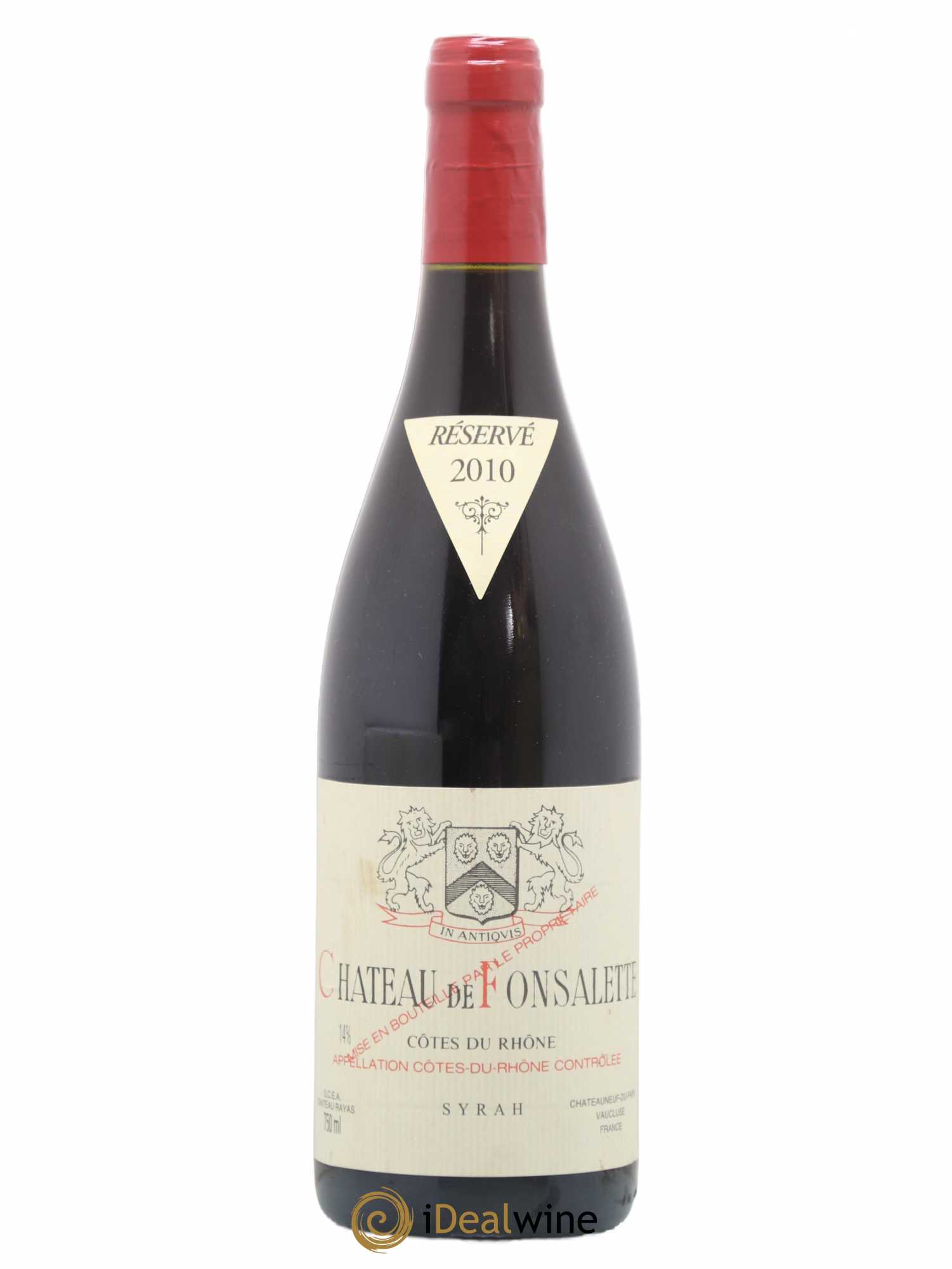 Côtes-du-Rhône Cuvée Syrah Château de Fonsalette 2010 - Lot de 1 bouteille - 0