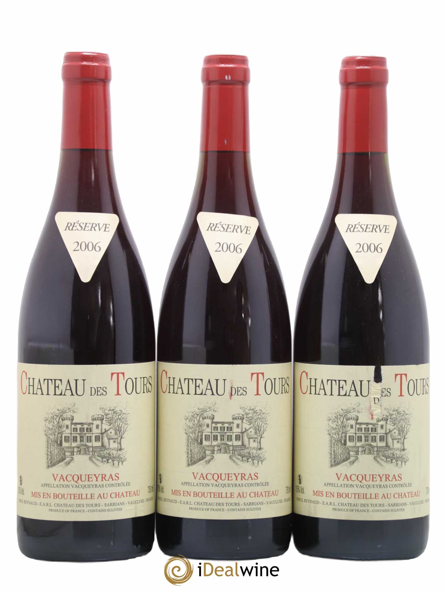 Vacqueyras Château des Tours Emmanuel Reynaud 2006 - Lot de 3 bouteilles - 0